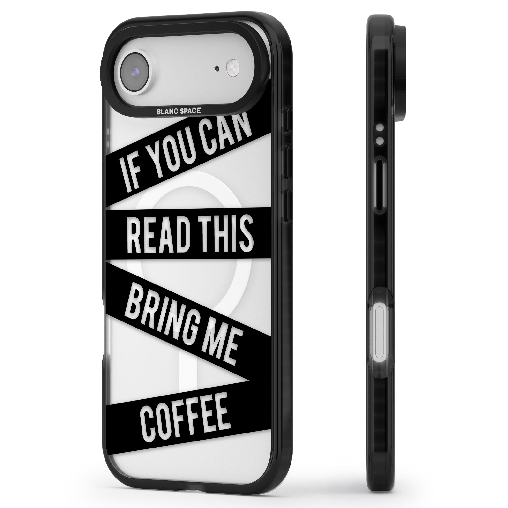 Bring Me Coffee iPhone 17 Air Impact Pro Black Phone Case Side Profile