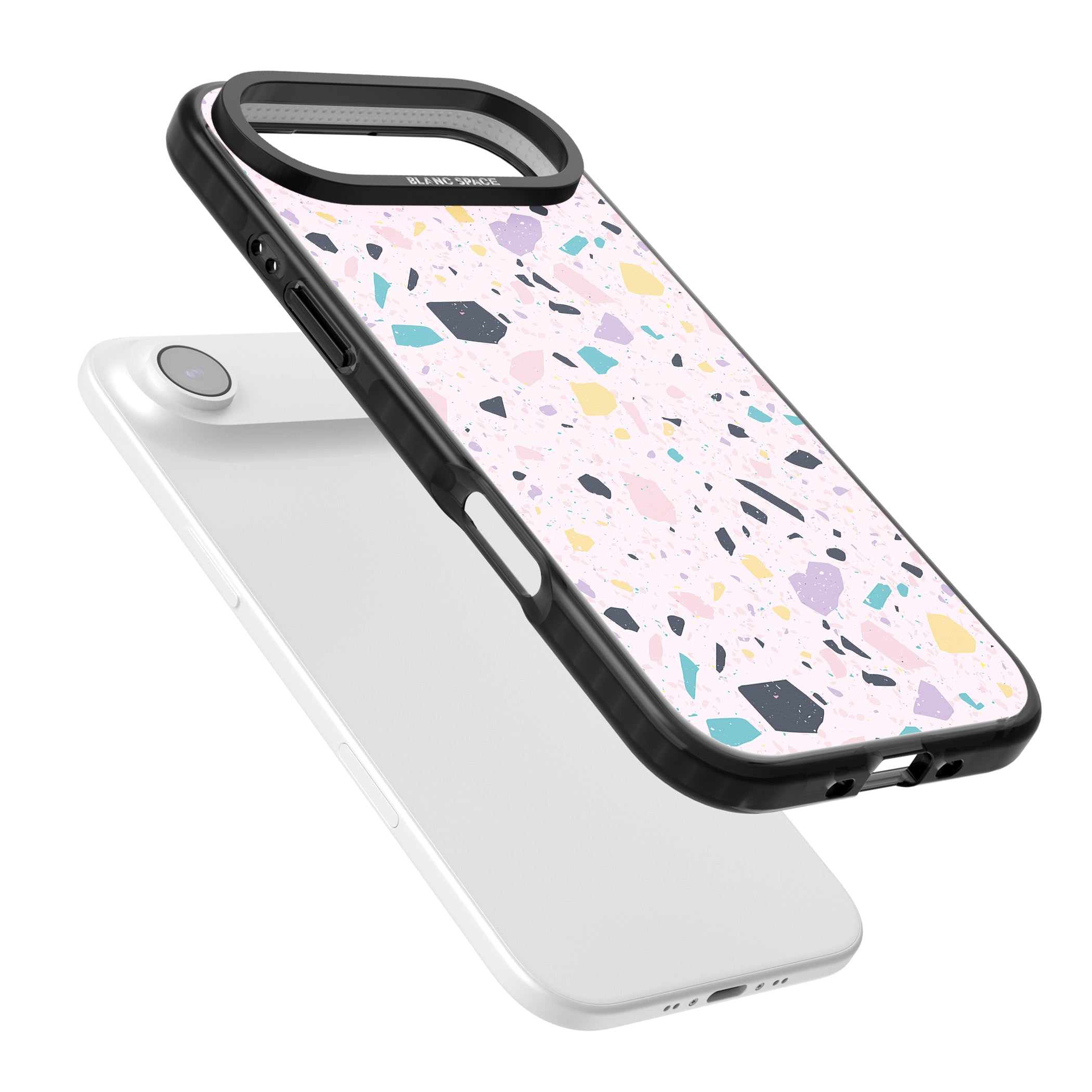 Pink, Purple & Turquoise Terrazzo Pattern iPhone 17 Air Impact Pro Black Phone Case Colours