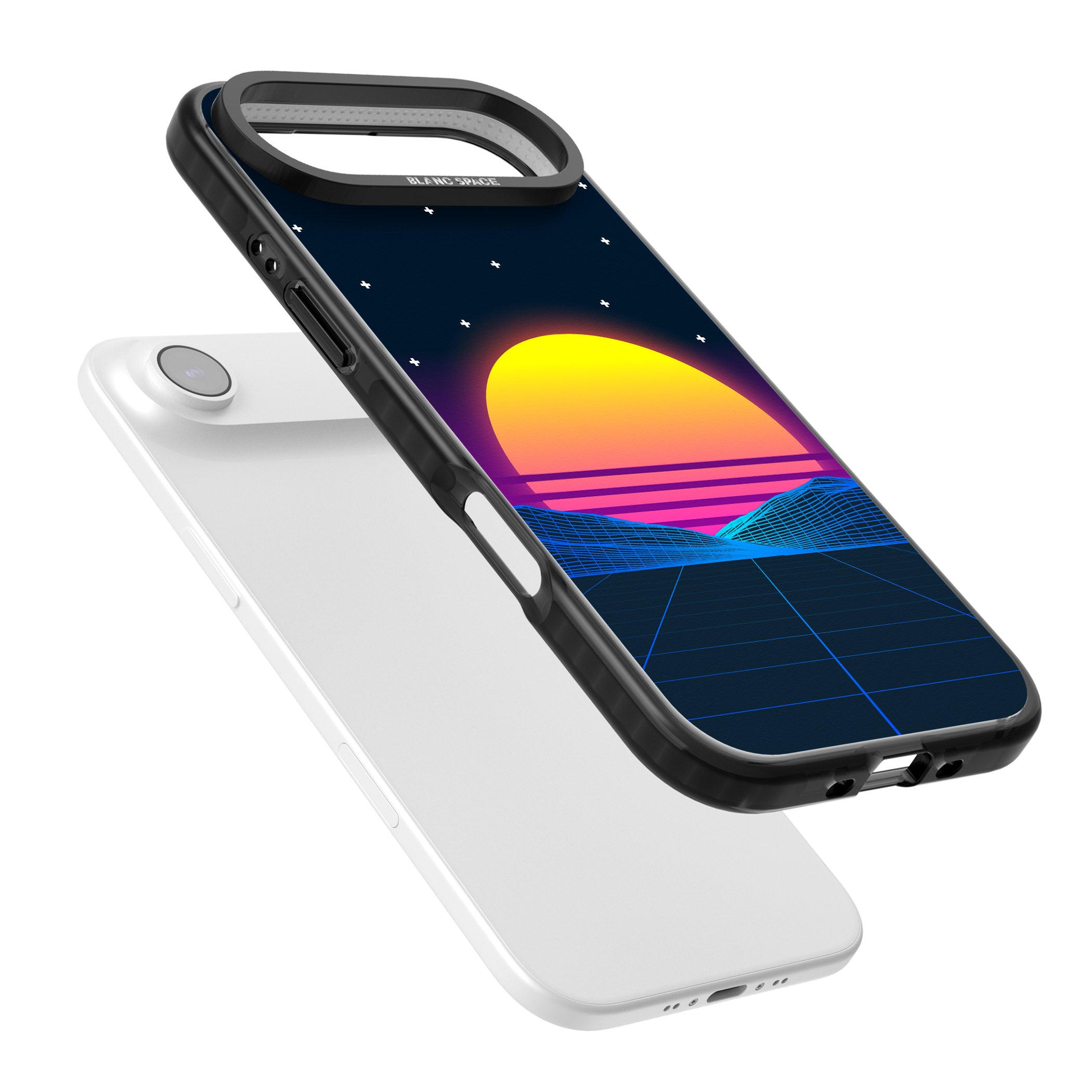 Retro Sunset Vaporwave iPhone 17 Air Impact Pro Black Phone Case Colours