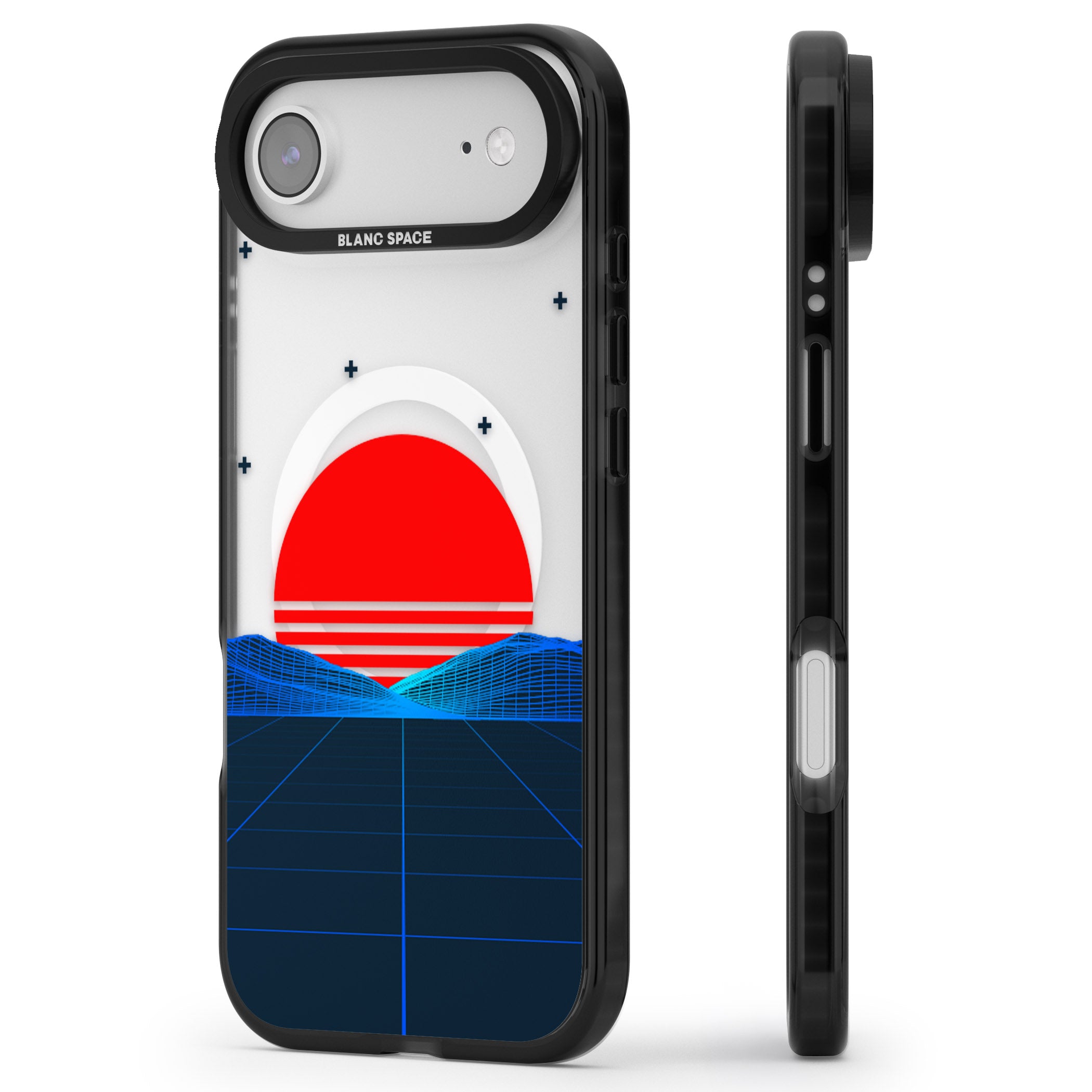 Japanese Sunset Vaporwave iPhone 17 Air Impact Pro Black Phone Case Side Profile