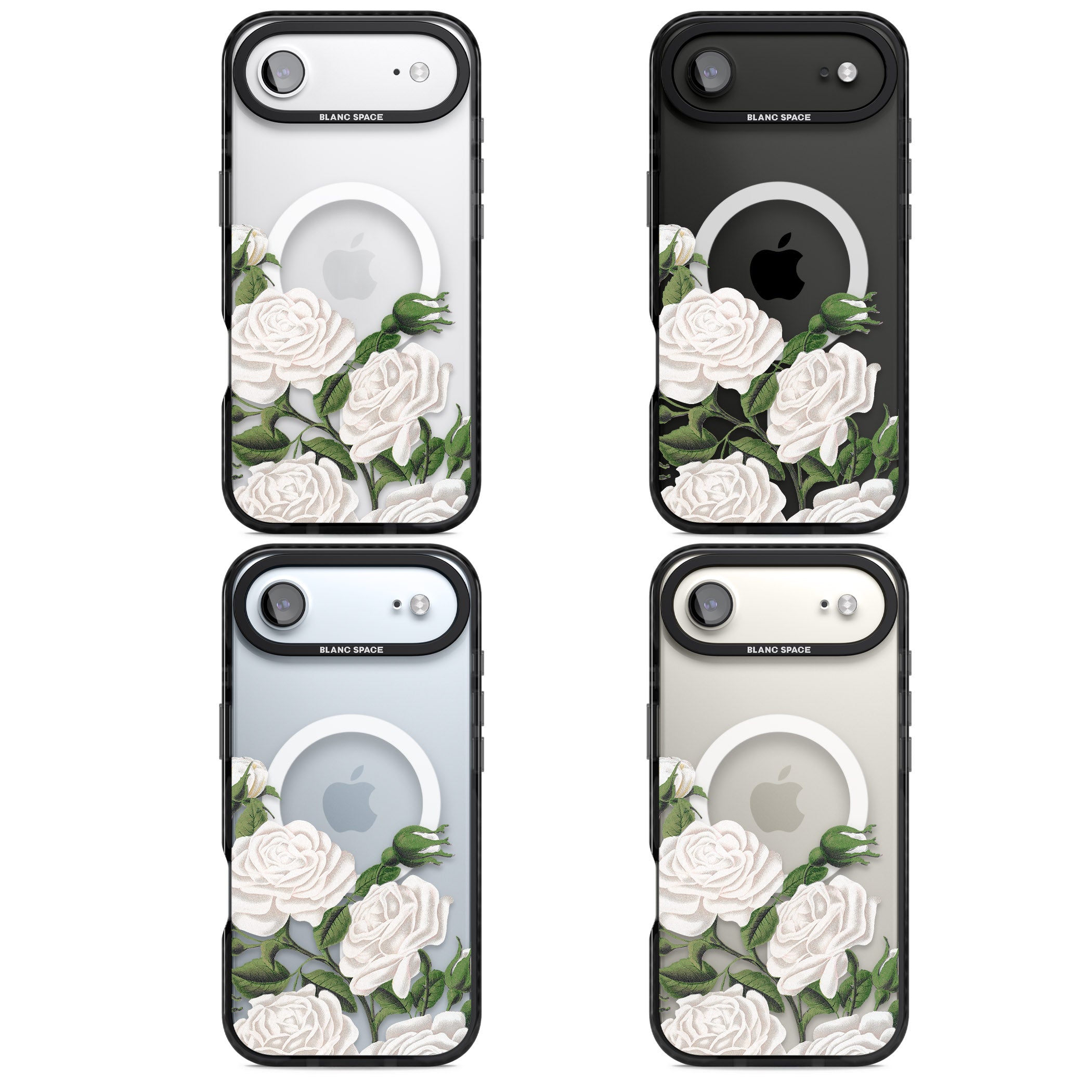 White Vintage Painted Flowers iPhone 17 Air Impact Pro Black Phone Case APT Impact Protection