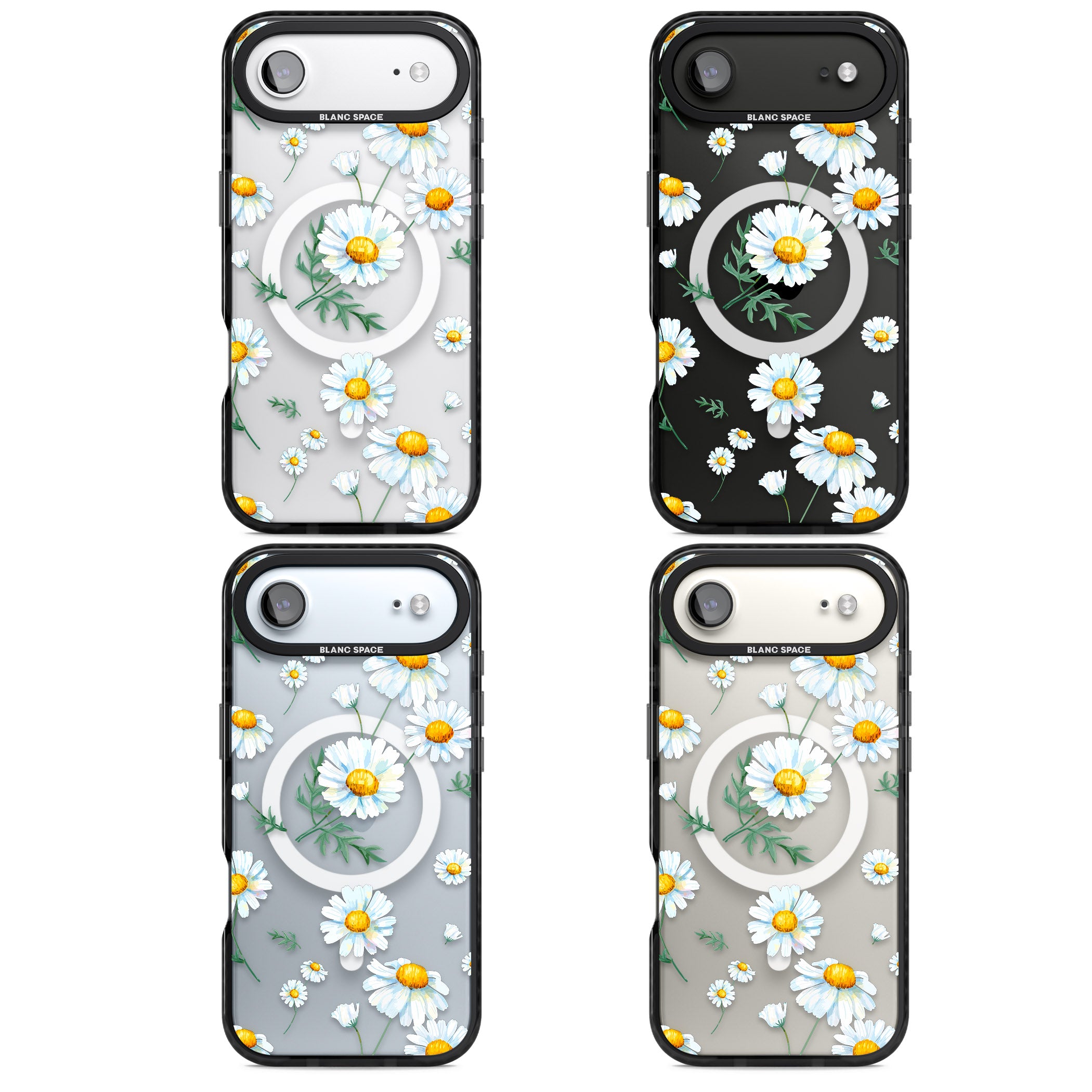 Vintage Painted Daisies iPhone 17 Air Impact Pro Black Phone Case APT Impact Protection