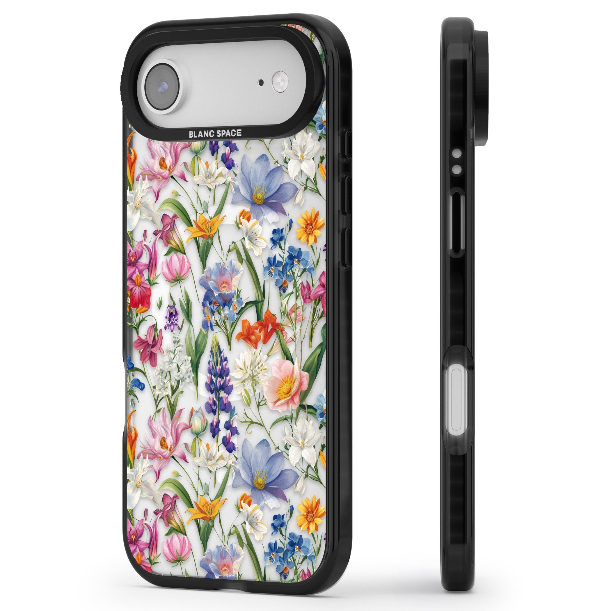 Vintage Wildflowers iPhone 17 Air Impact Pro Black Phone Case Side Profile