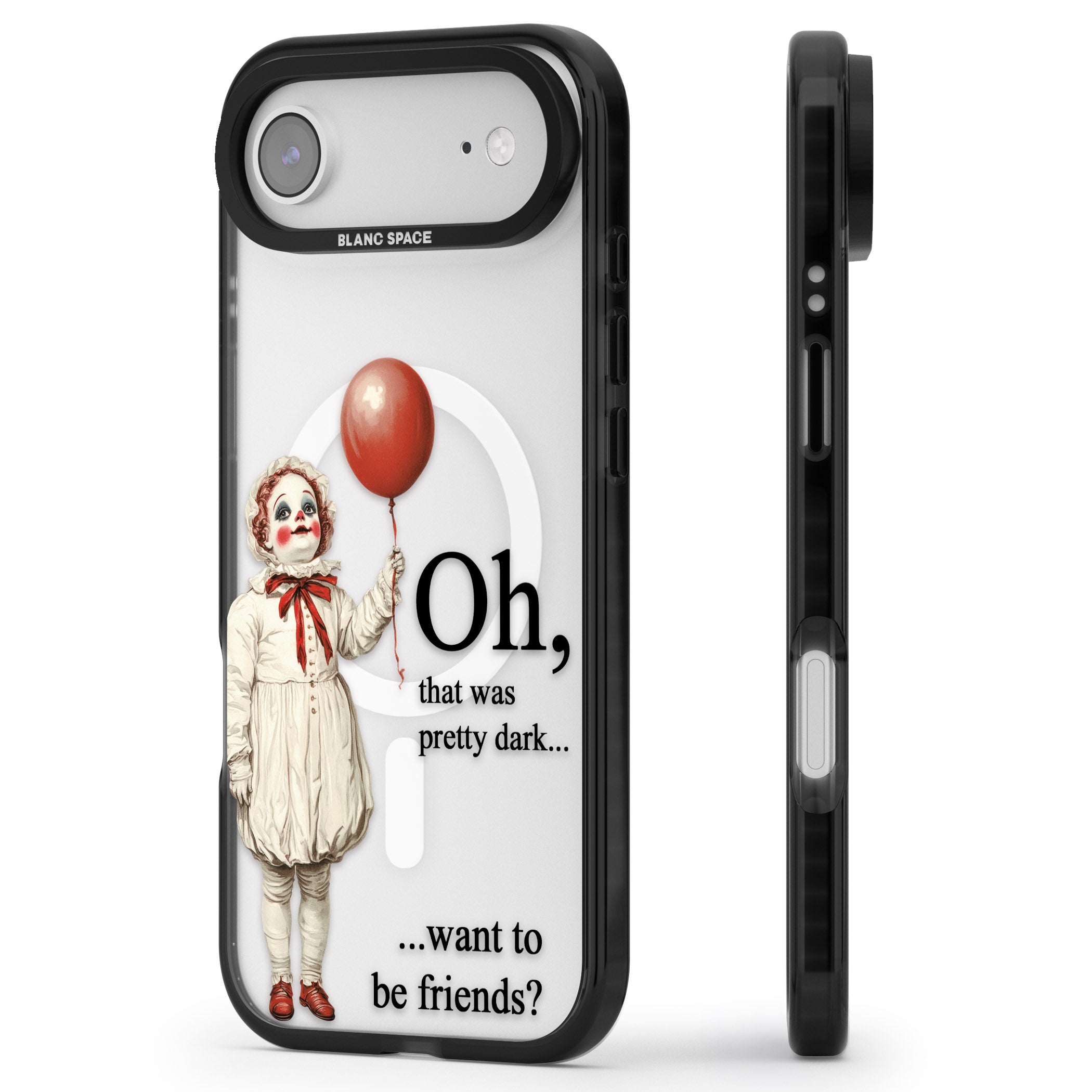 Want To Be Friends? iPhone 17 Air Impact Pro Black Phone Case Side Profile