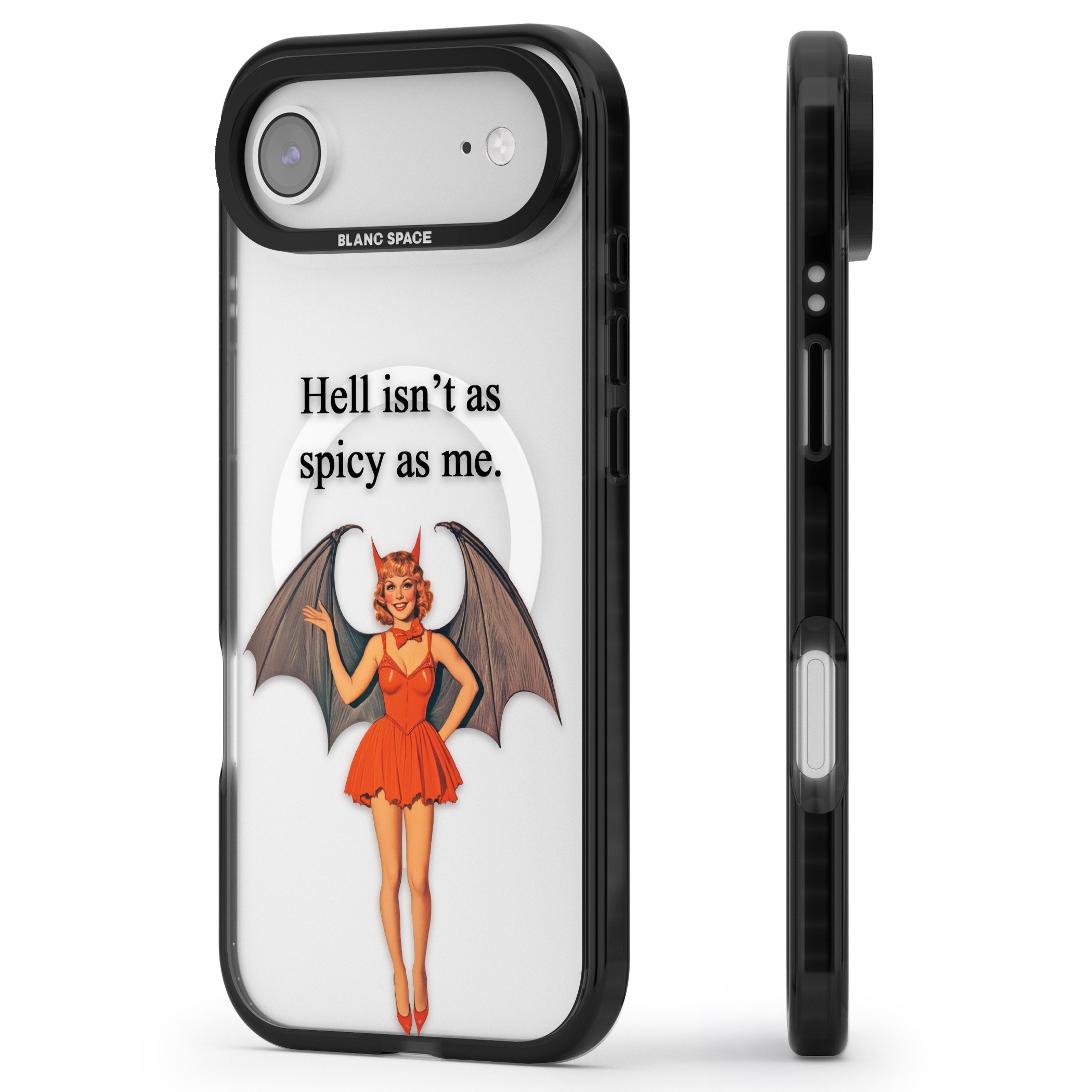 Hell Isnt As Spicy As Me iPhone 17 Air Impact Pro Black Phone Case Side Profile