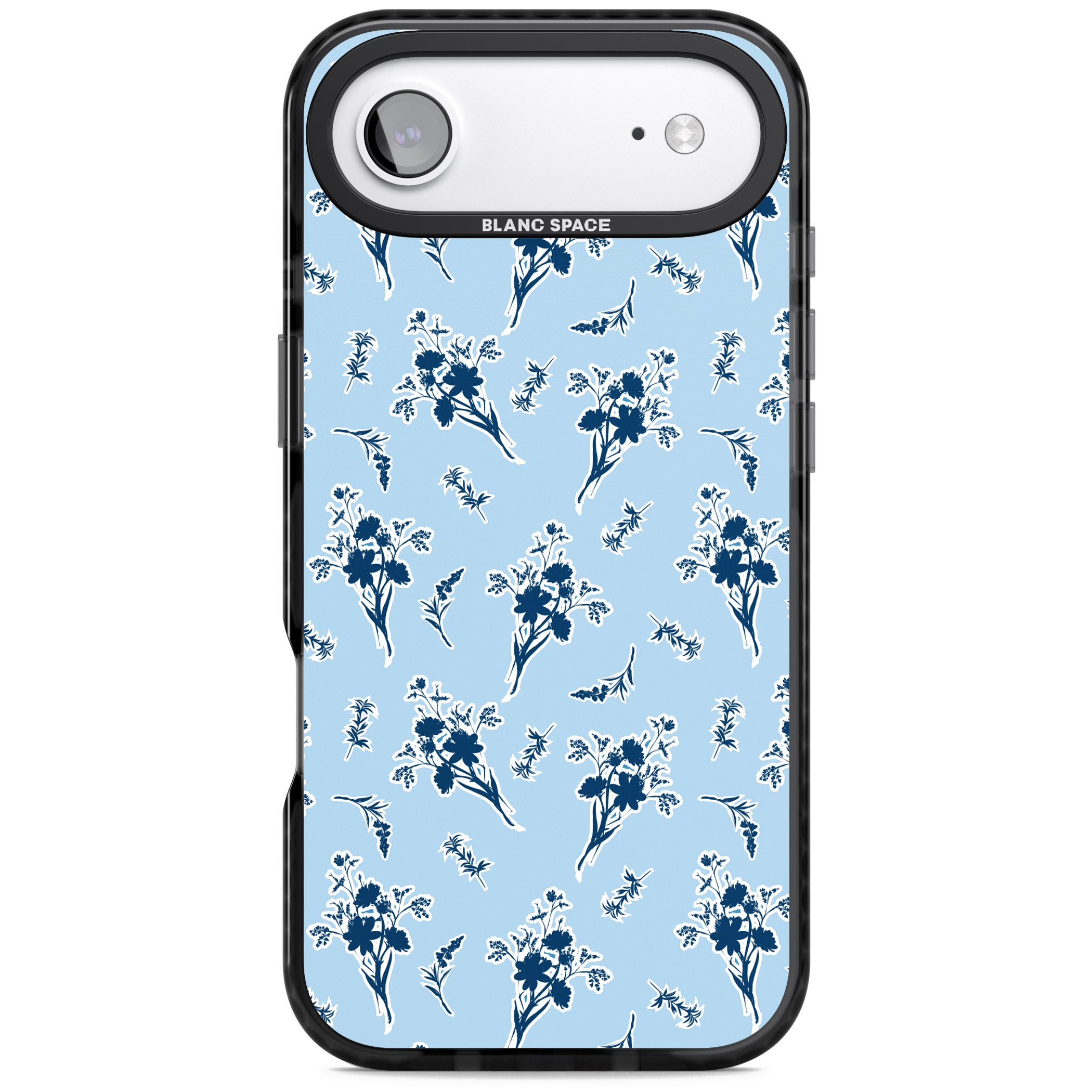 Blue Sticker Wildflowers iPhone 17 Air Impact Pro Black Phone Case