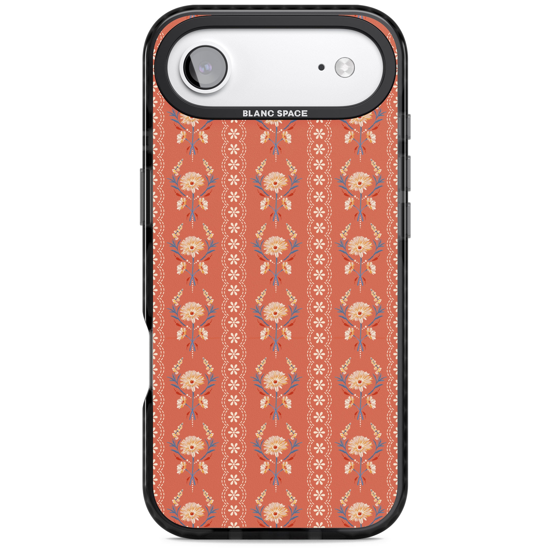 Vintage Terracotta Floral iPhone 17 Air Impact Pro Black Phone Case