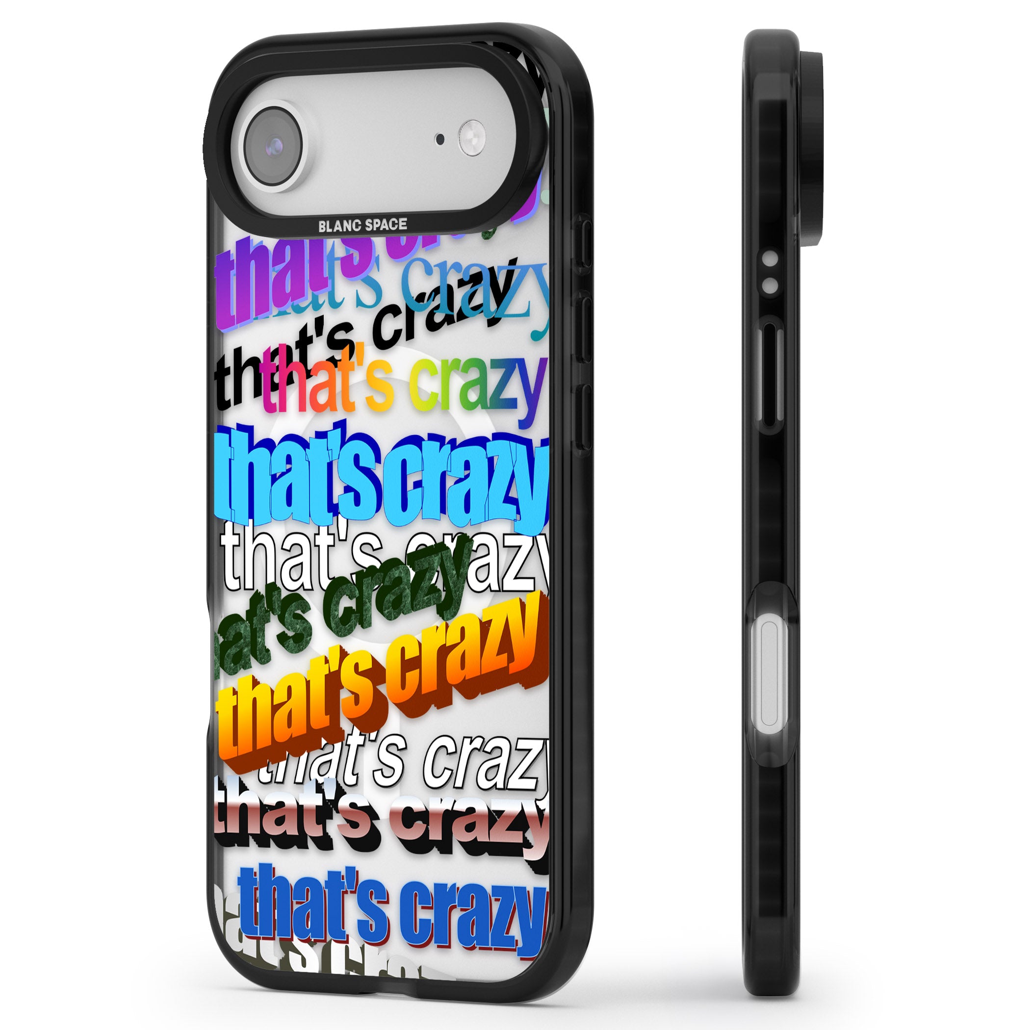 That'S Crazy Typography iPhone 17 Air Impact Pro Black Phone Case Side Profile