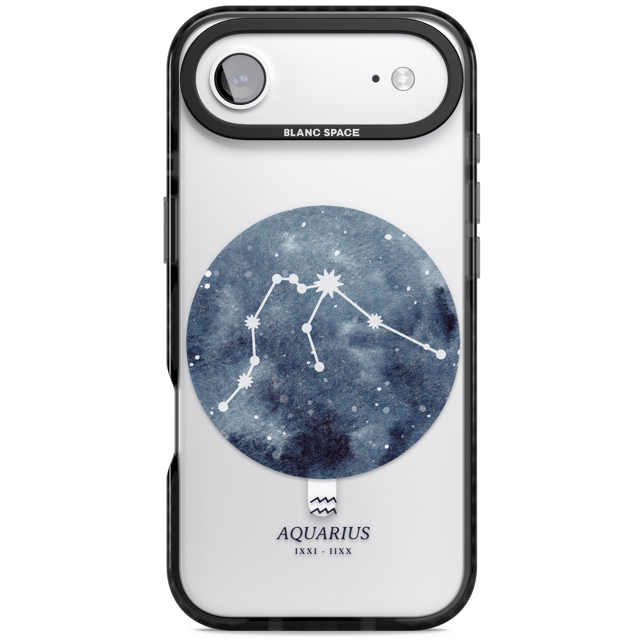 Aquarius Zodiac Blue iPhone 17 Air Impact Pro Black Phone Case