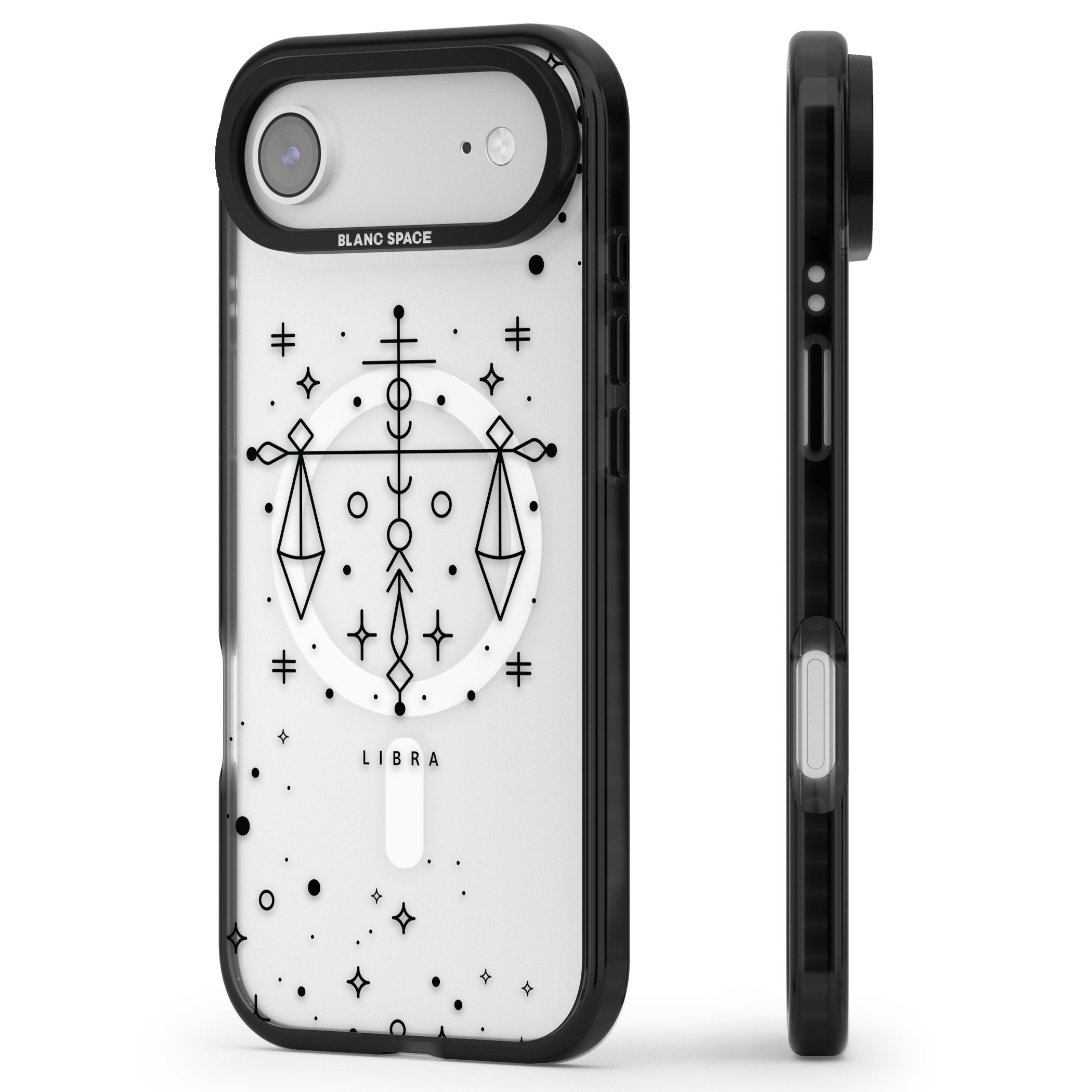 Libra Abstract Zodiac iPhone 17 Air Impact Pro Black Phone Case Side Profile