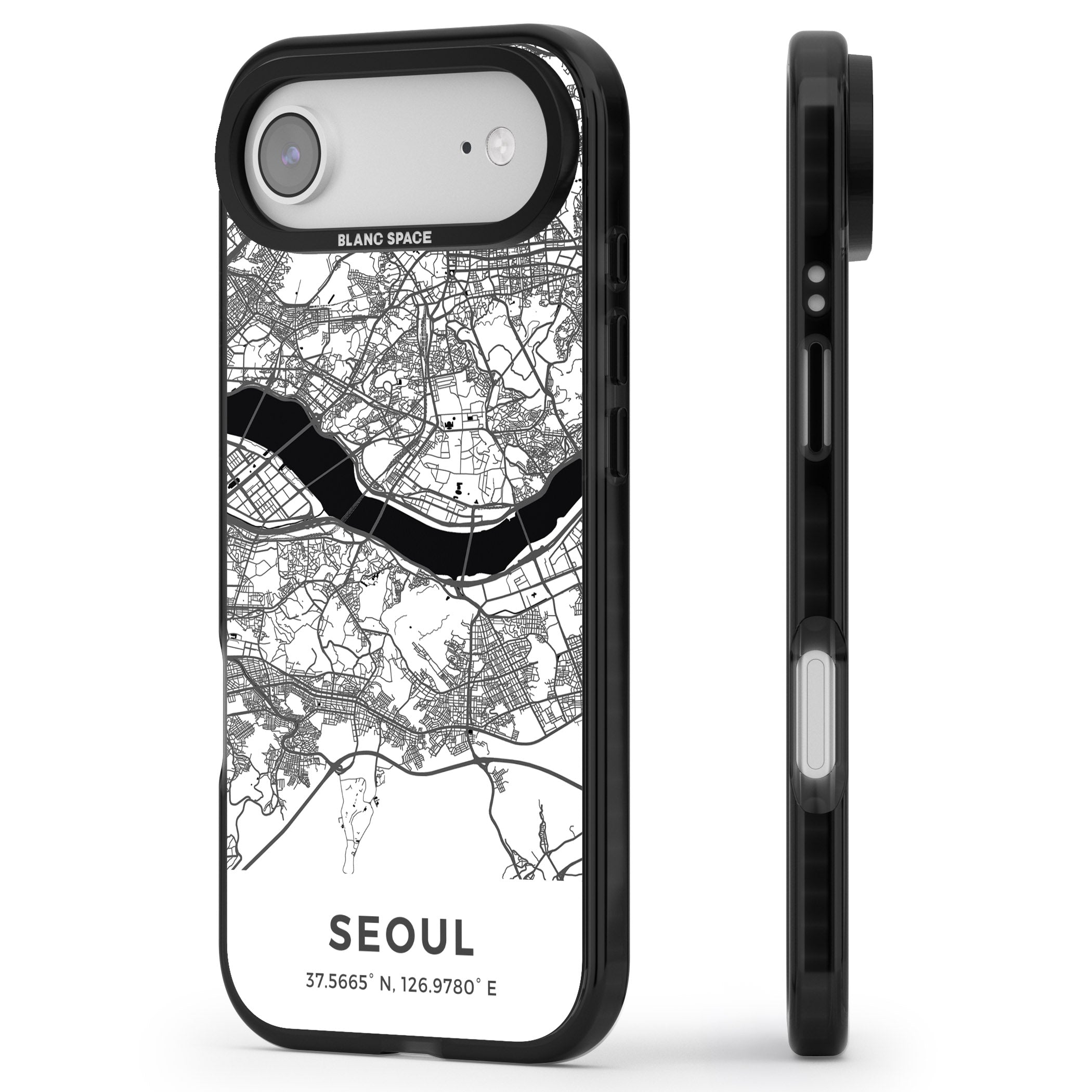 Seoul City Map iPhone 17 Air Impact Black Phone Case Side Profile