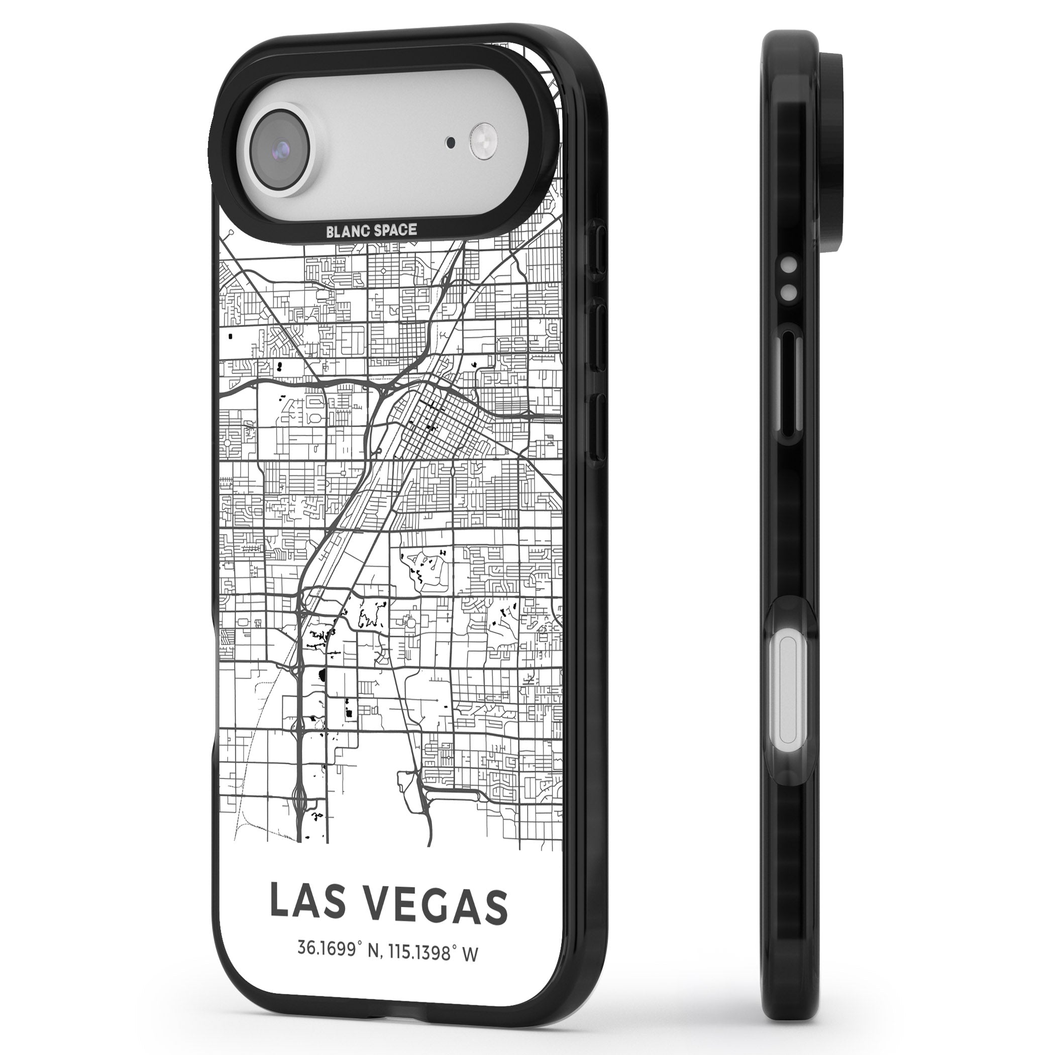 Las Vegas Map iPhone 17 Air Impact Black Phone Case Side Profile