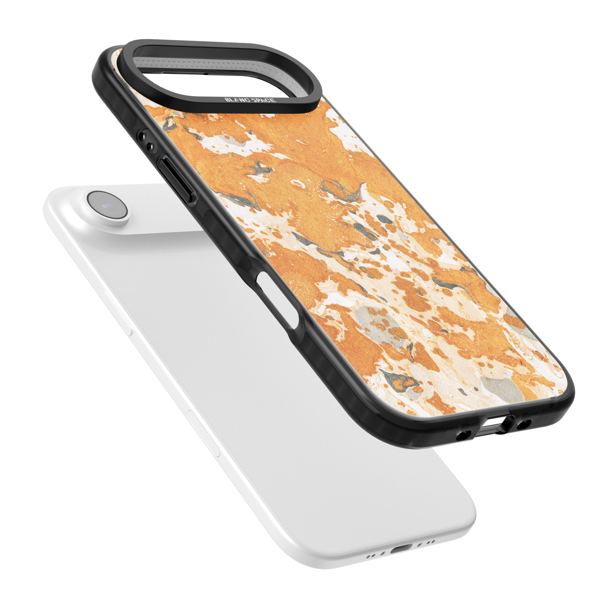 Orange Marbled iPhone 17 Air Impact Black Phone Case Colours