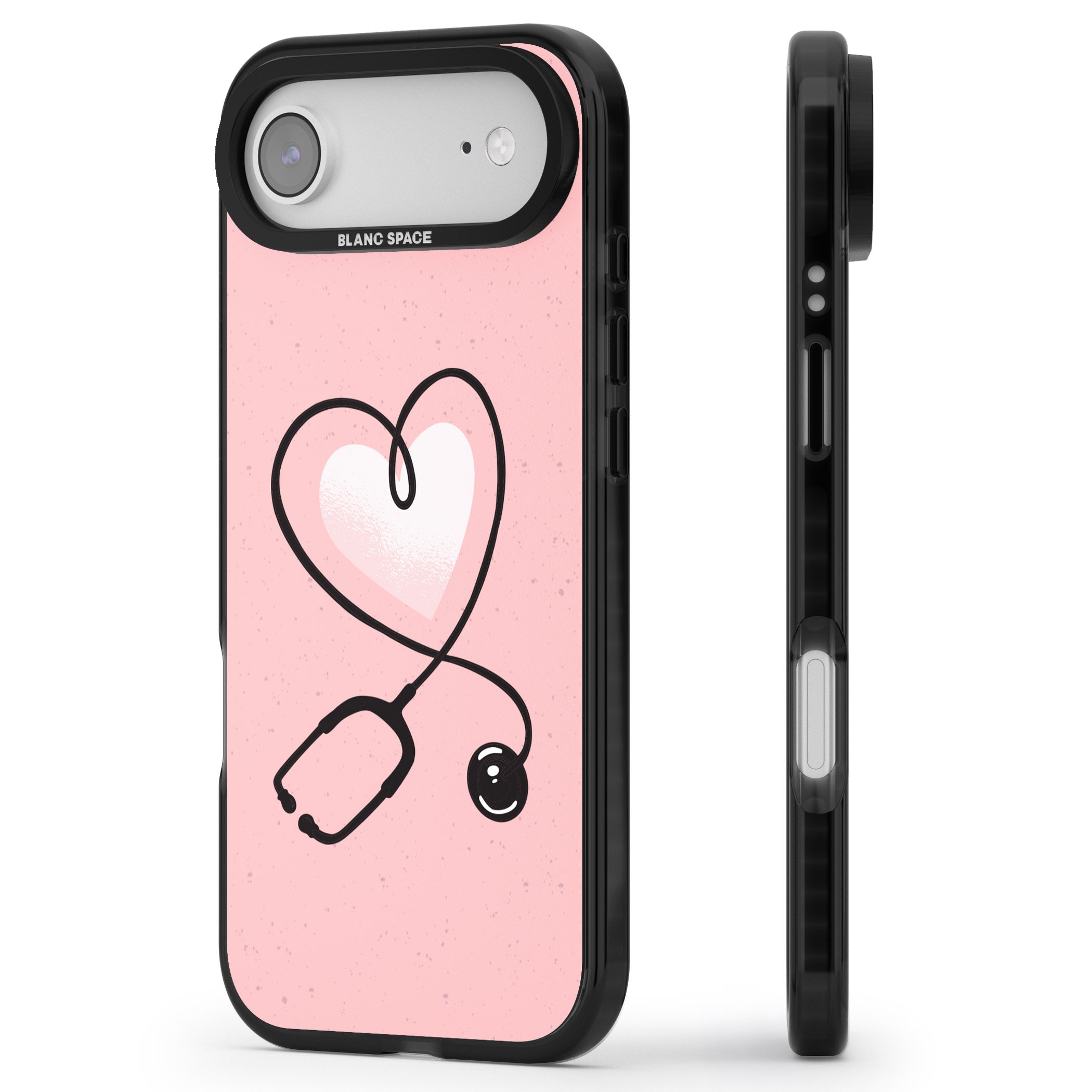 Stethoscope Heart iPhone 17 Air Impact Black Phone Case Side Profile