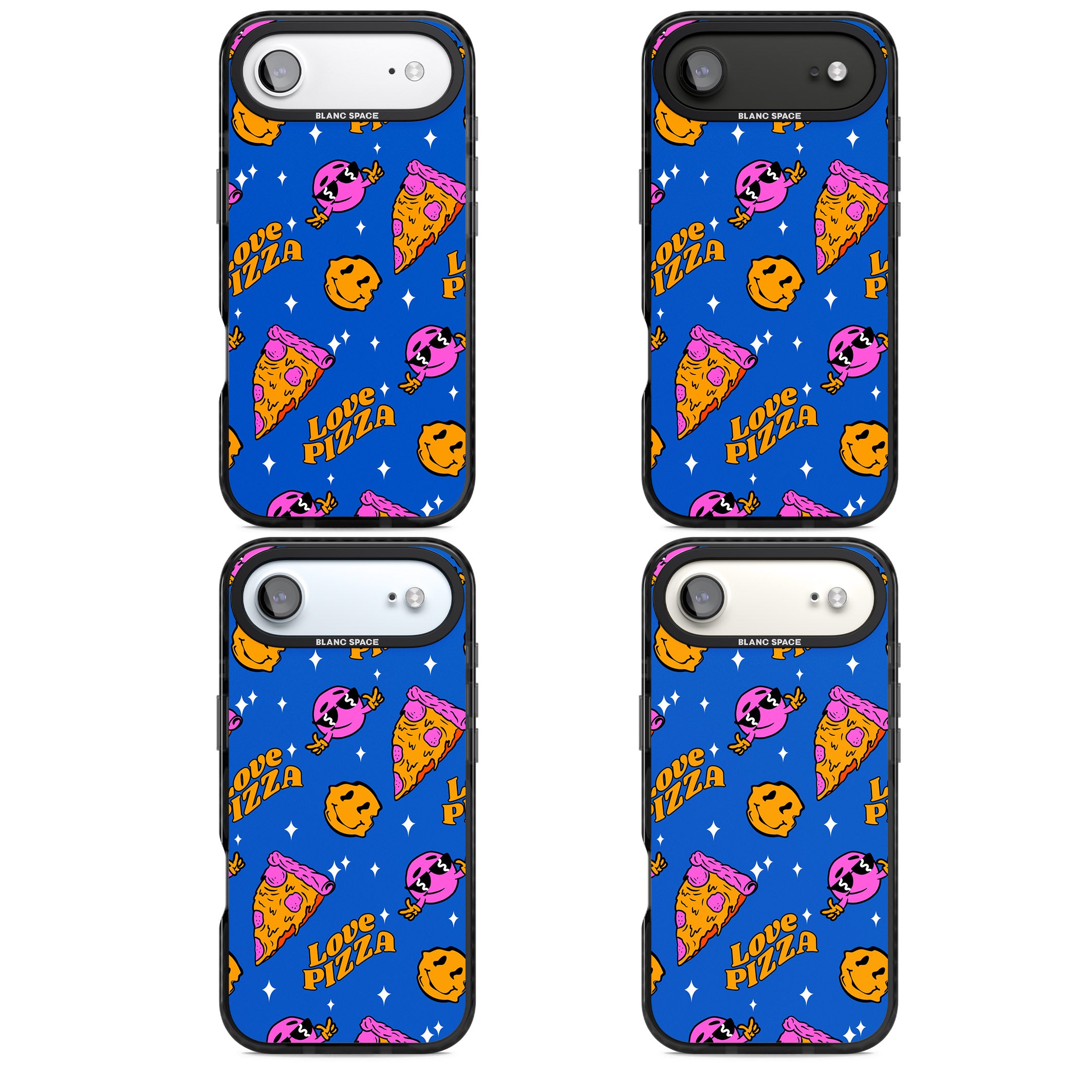 Psychedelic Love Pizza Pattern iPhone 17 Air Impact Black Phone Case APT Impact Protection