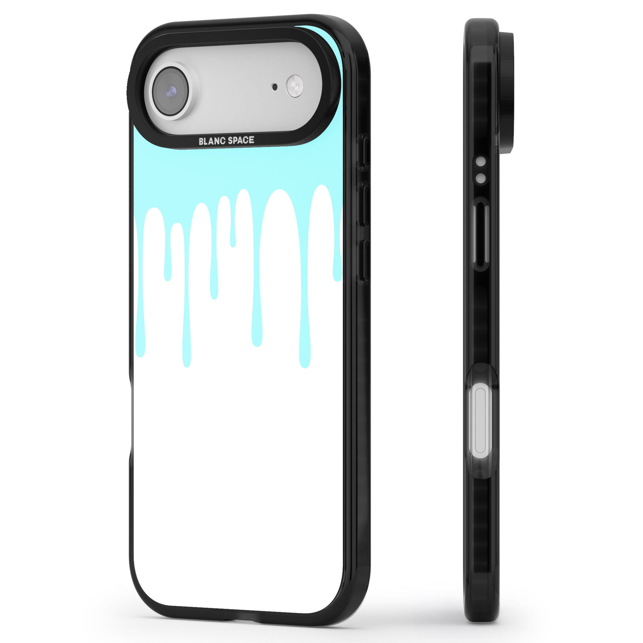Melted Teal Drip iPhone 17 Air Impact Black Phone Case Side Profile