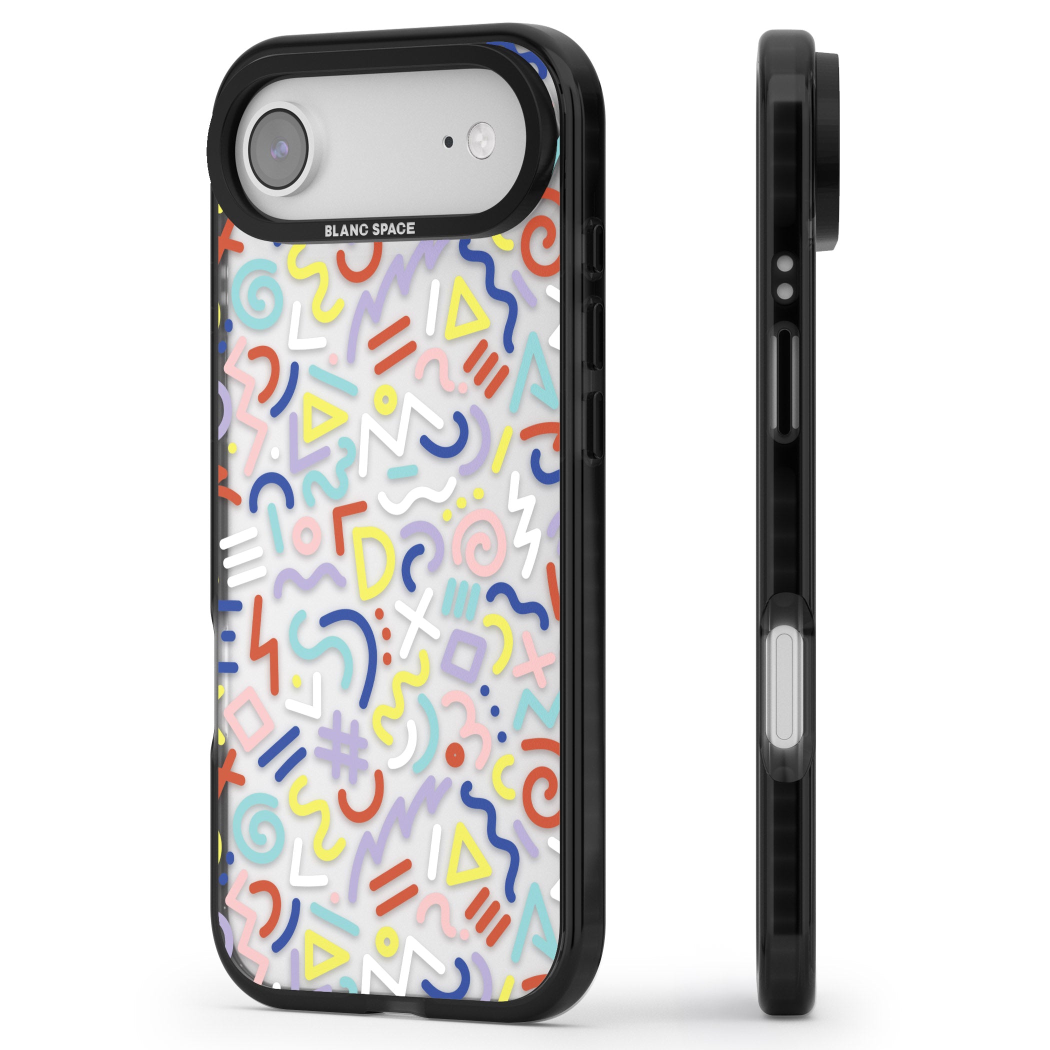 Colorful Retro Pattern iPhone 17 Air Impact Black Phone Case Side Profile
