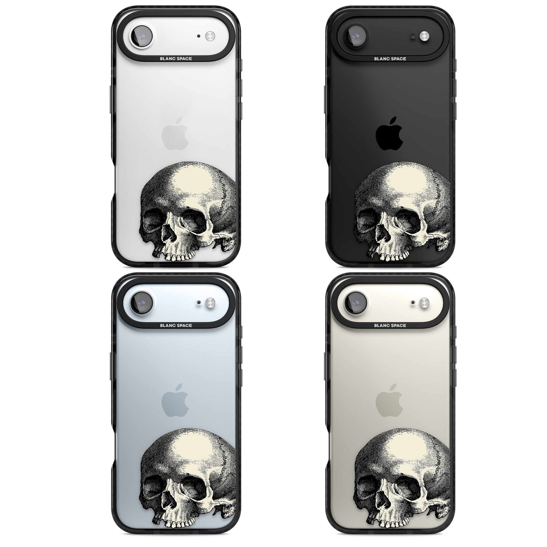 Minimal Vintage Skull iPhone 17 Air Impact Black Phone Case APT Impact Protection