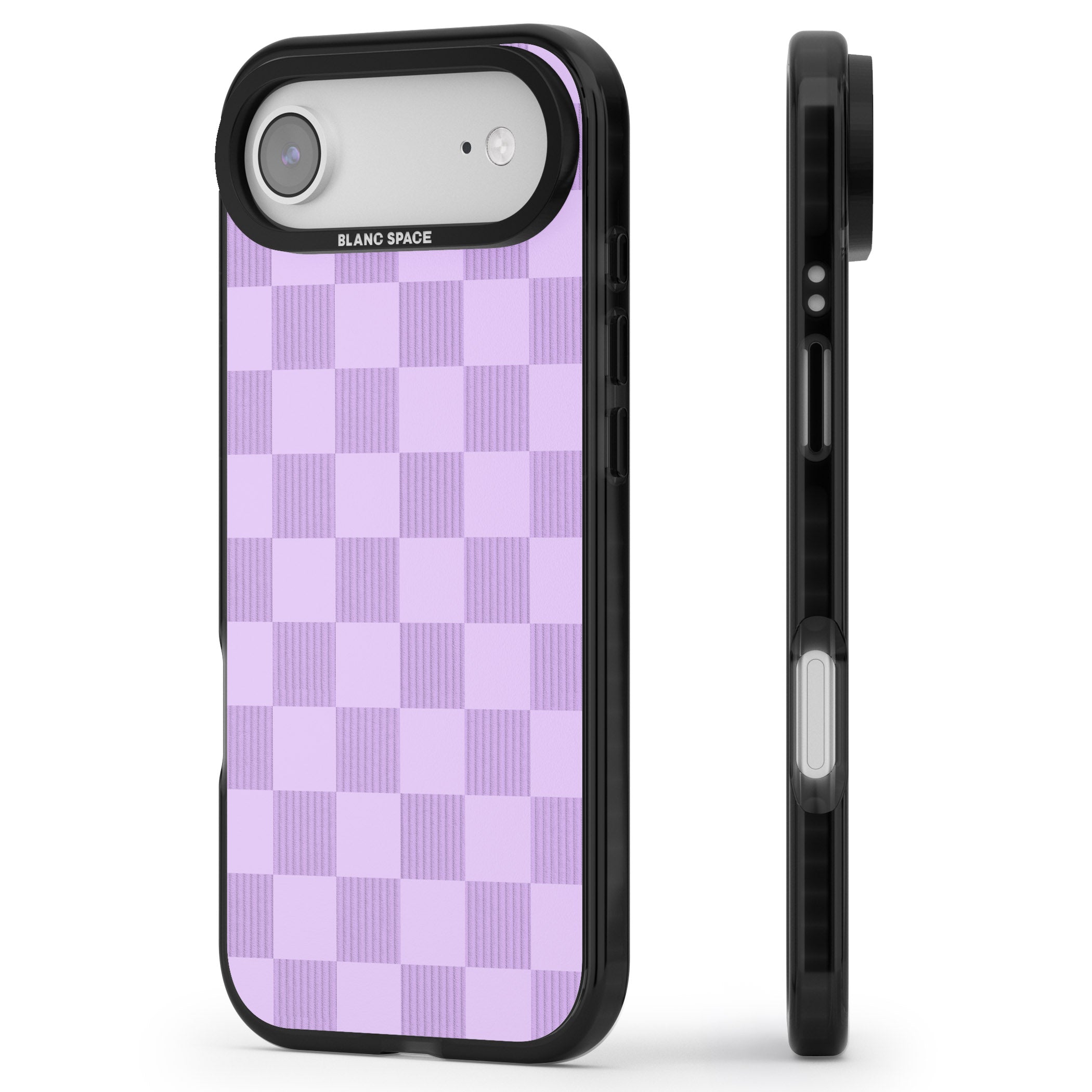 Lilac Checkered iPhone 17 Air Impact Black Phone Case Side Profile