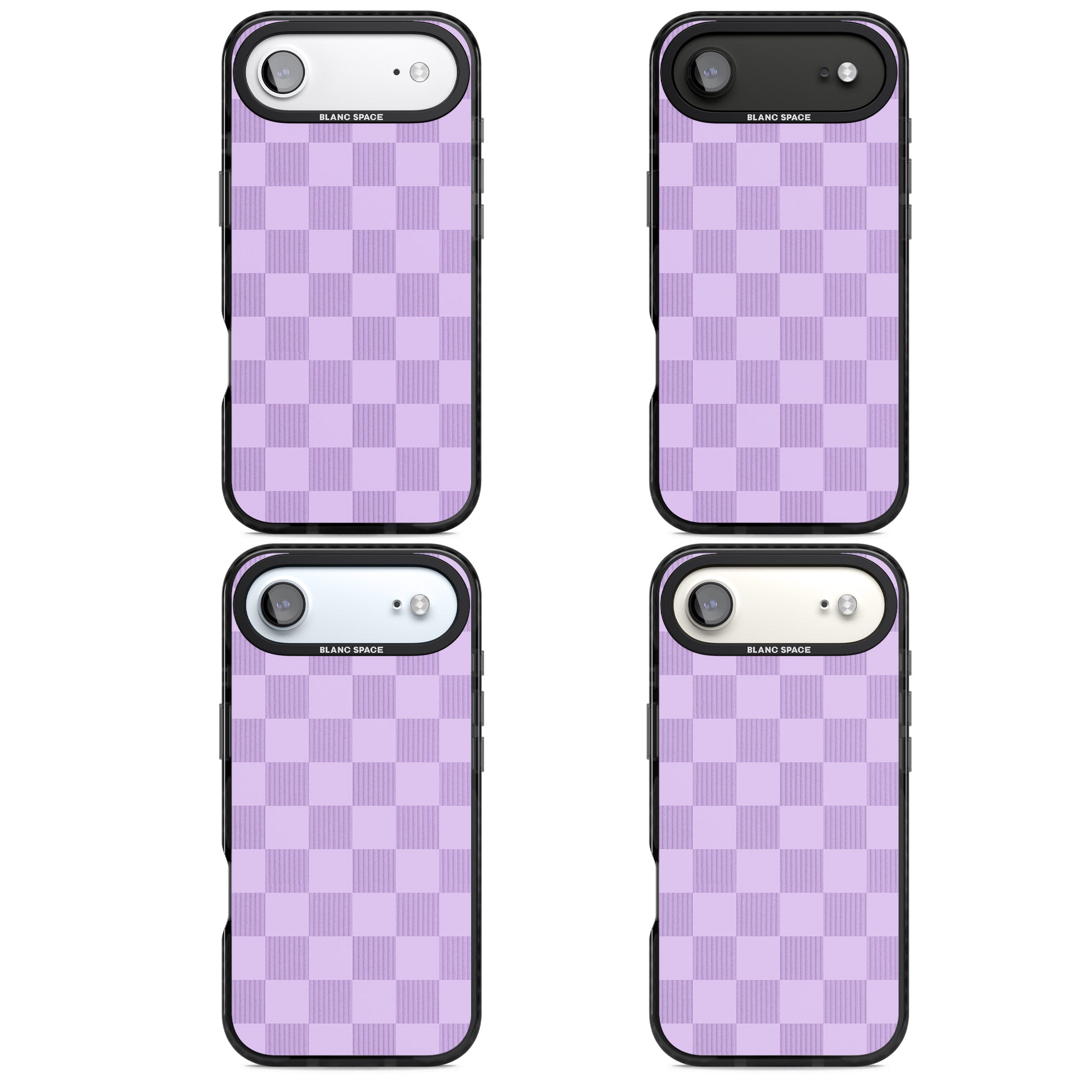 Lilac Checkered iPhone 17 Air Impact Black Phone Case APT Impact Protection