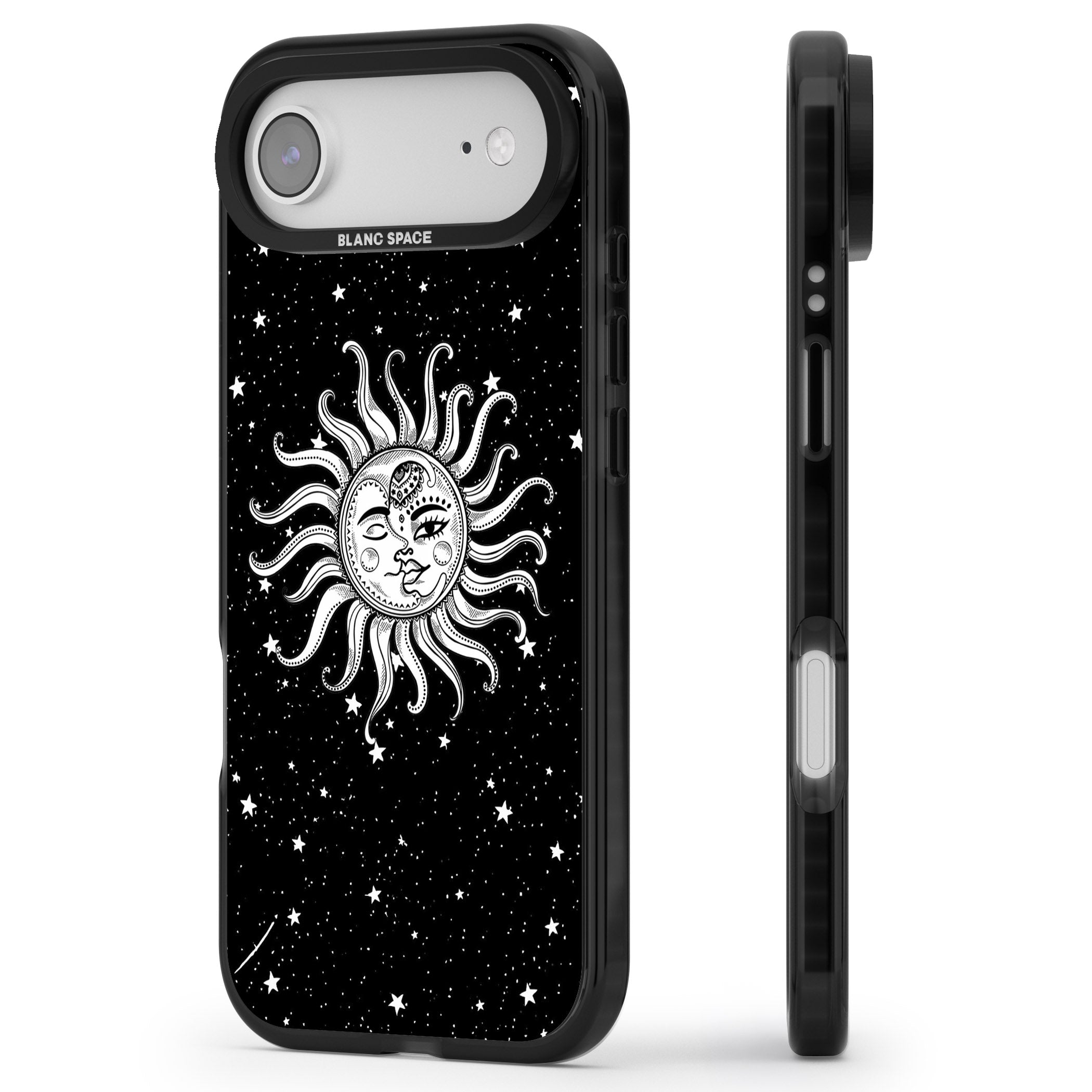 Mystic Sun Moon iPhone 17 Air Impact Black Phone Case Side Profile