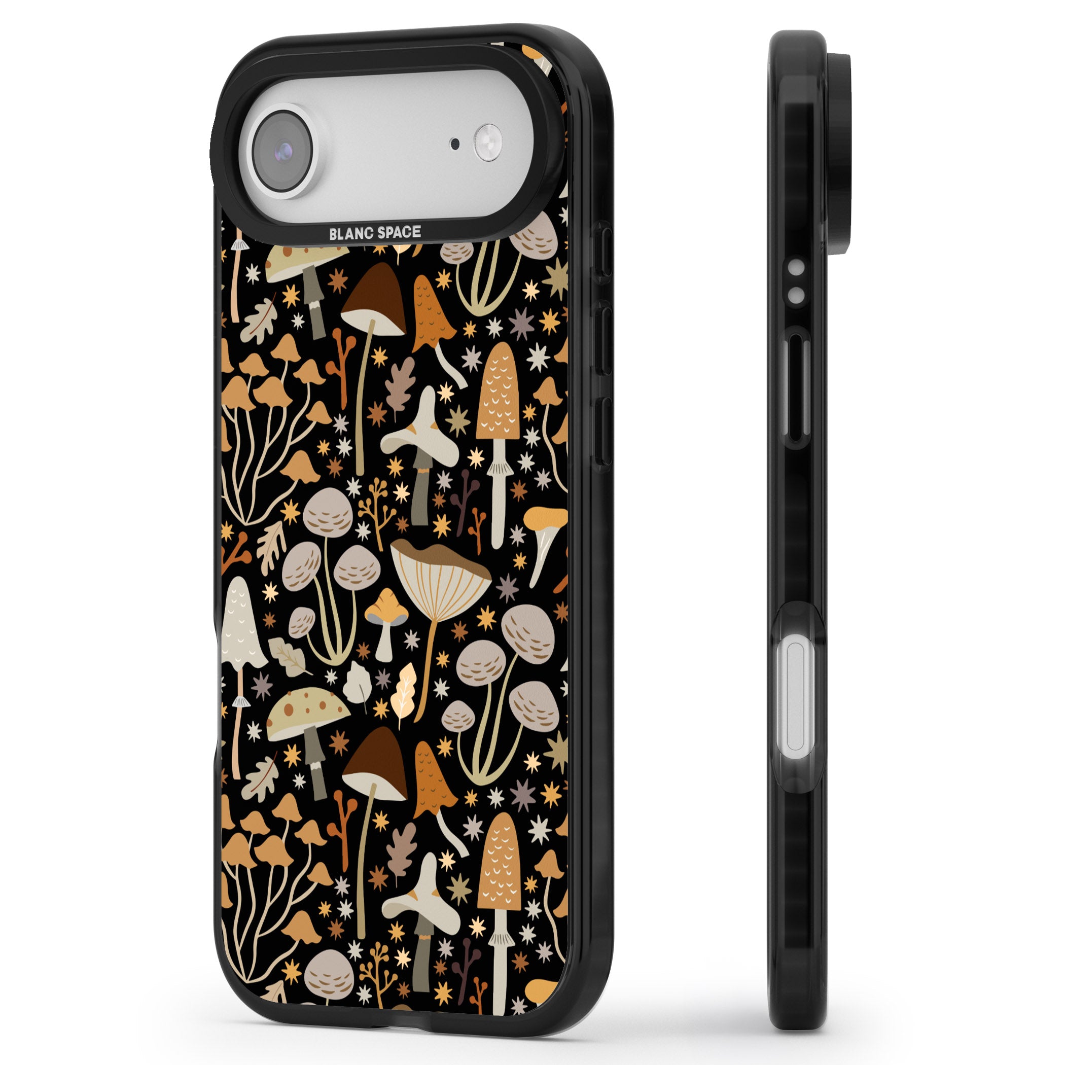 Mushroom Dream Pattern iPhone 17 Air Impact Black Phone Case Side Profile