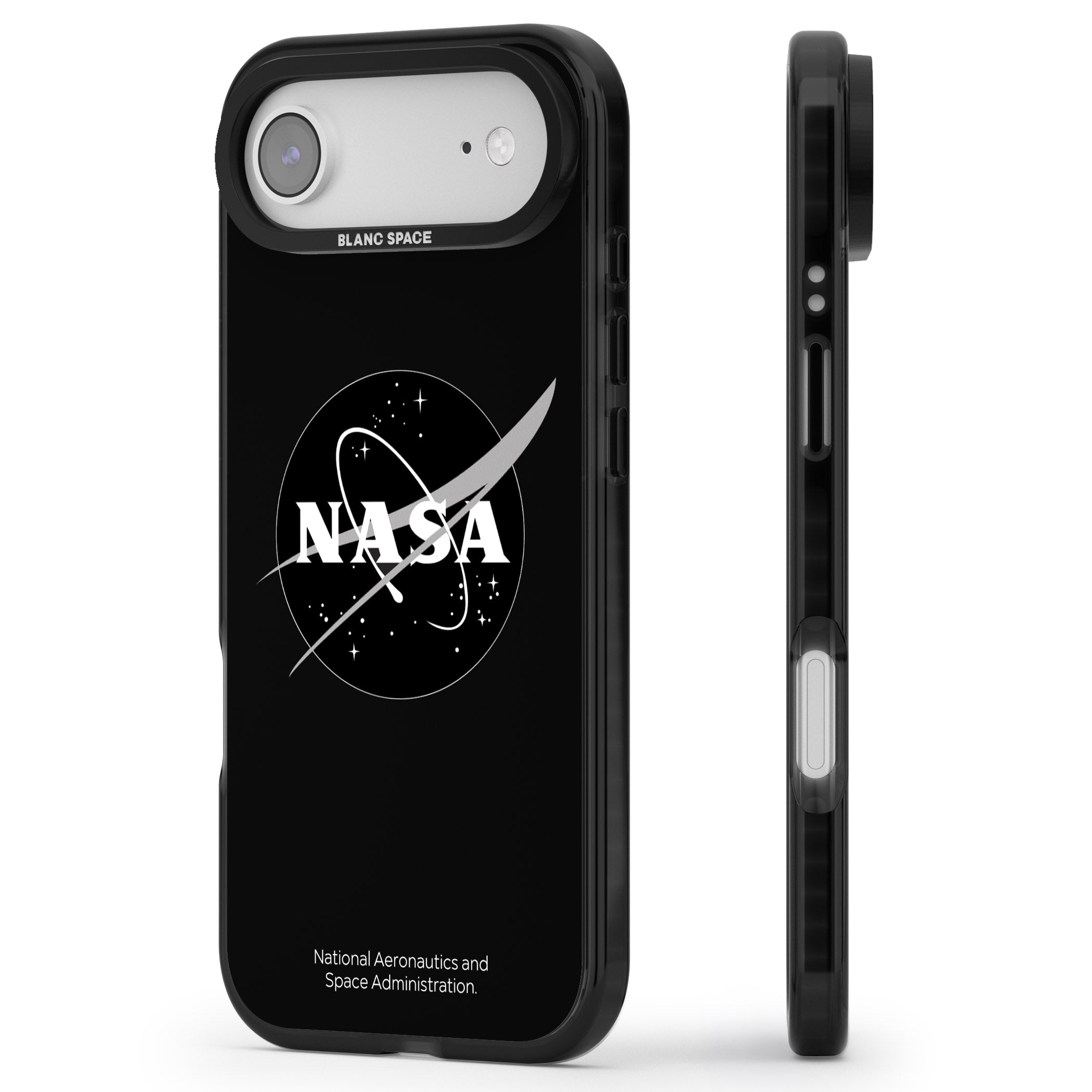 Dark Nasa Meatball iPhone 17 Air Impact Black Phone Case Side Profile