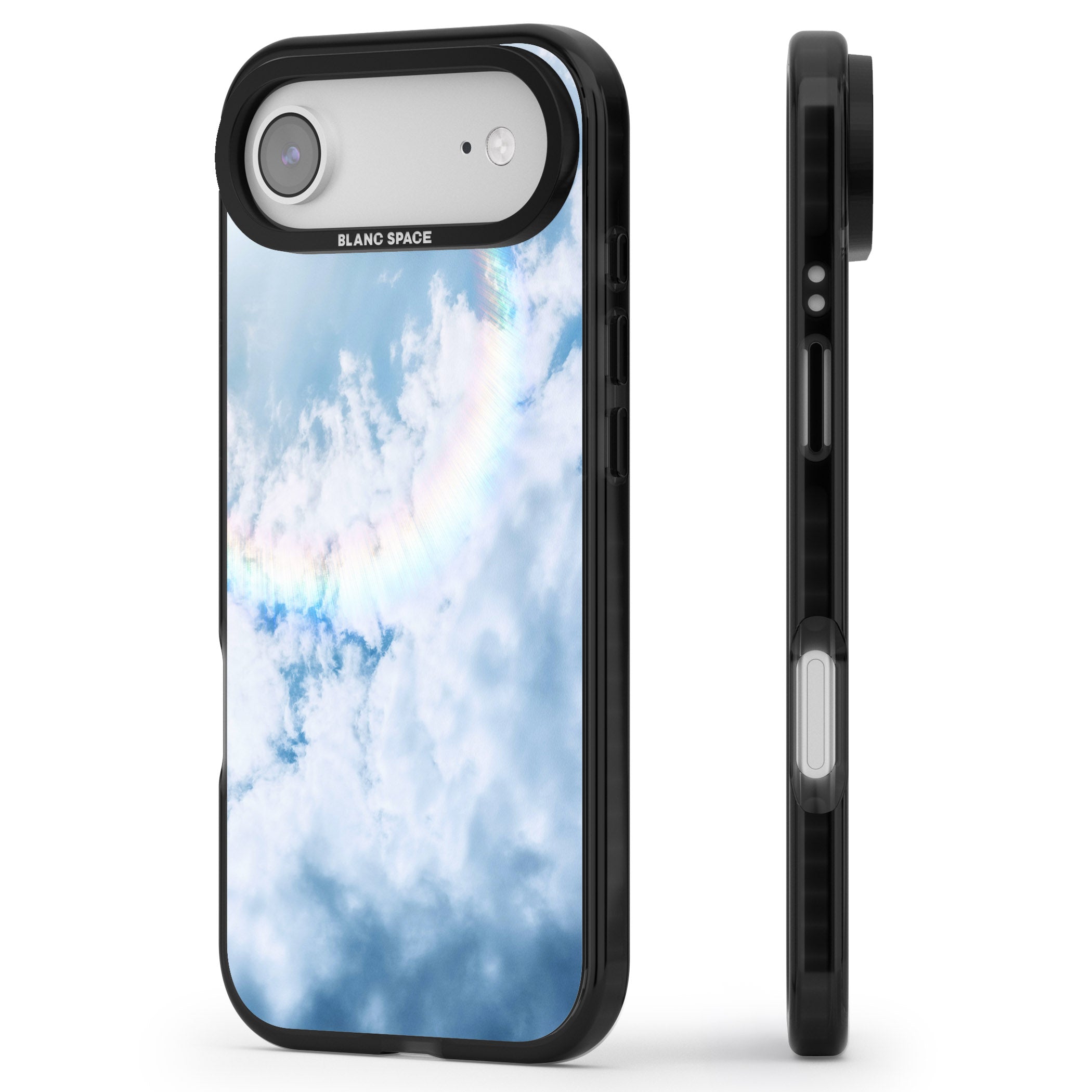 Pastel Rainbow Sky iPhone 17 Air Impact Black Phone Case Side Profile