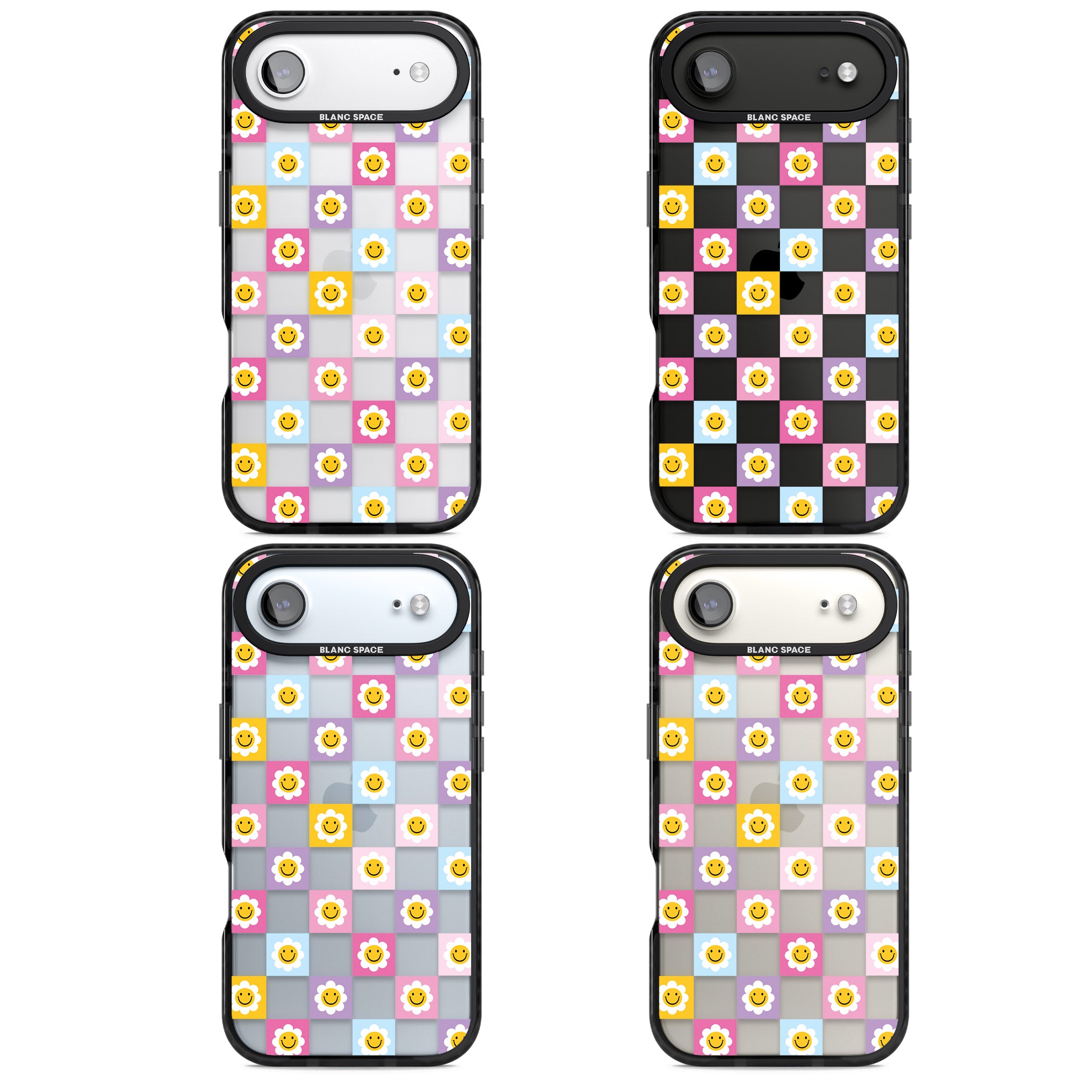 Daisy Squares Pattern iPhone 17 Air Impact Black Phone Case APT Impact Protection
