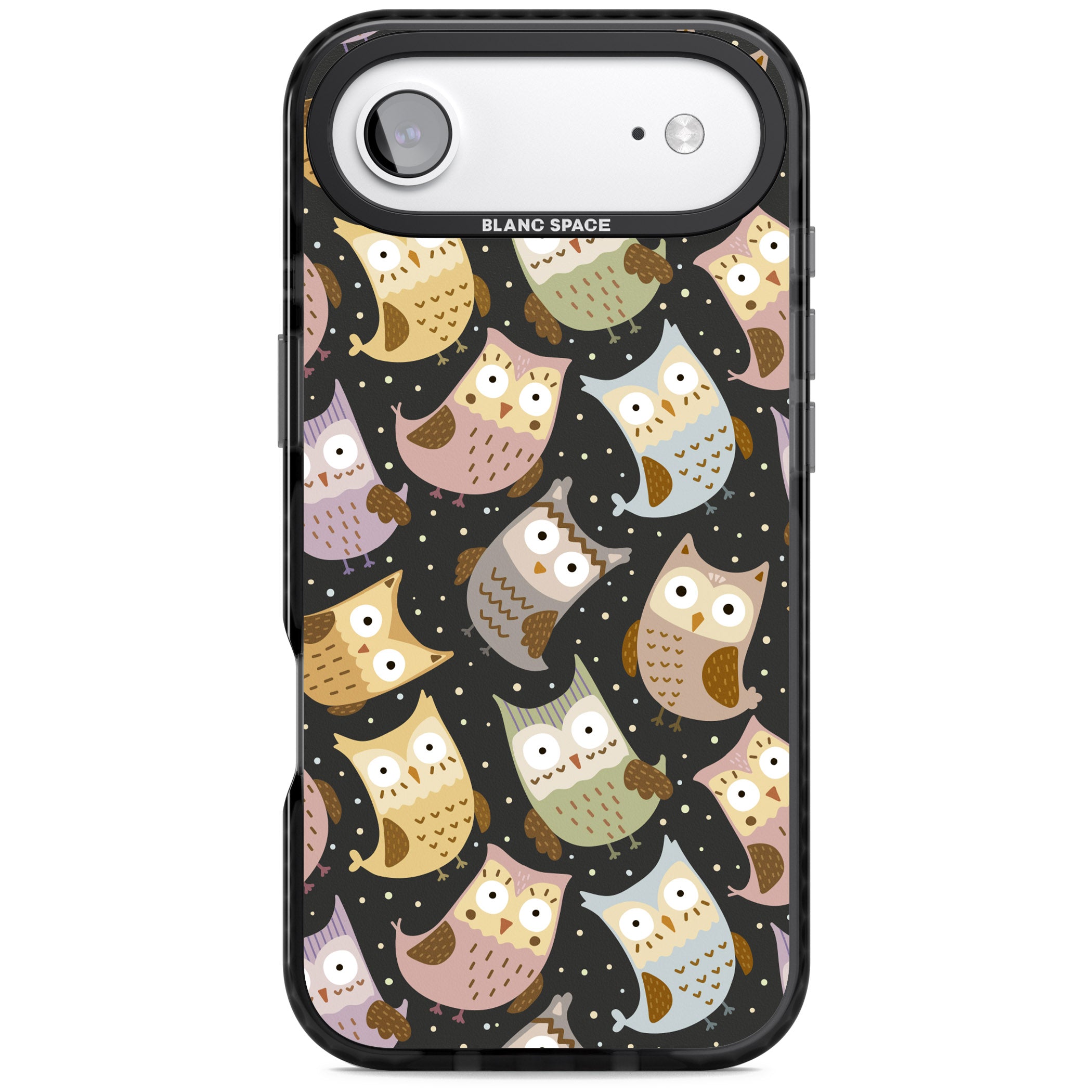 Cute Owl Pattern iPhone 17 Air Impact Black Phone Case
