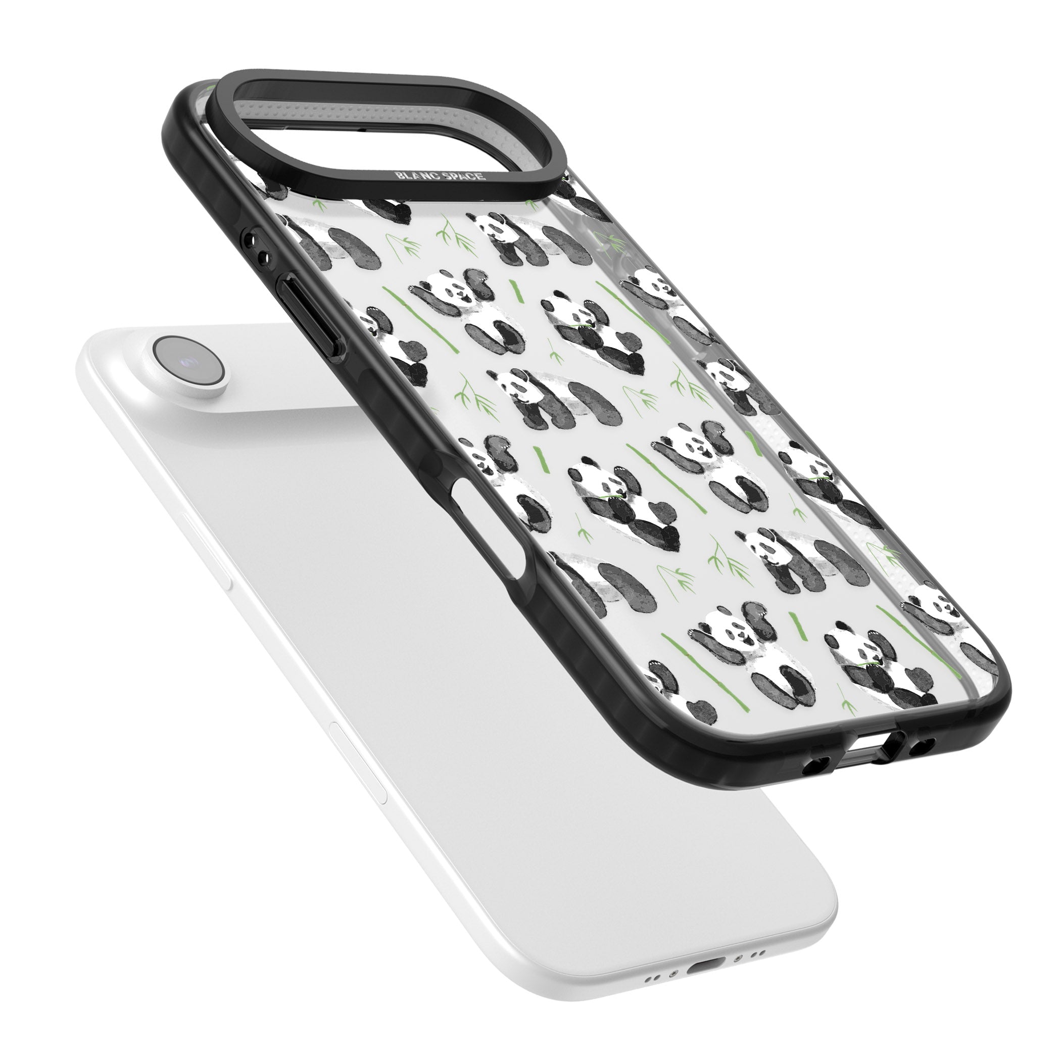 Watercolour Panda Pattern iPhone 17 Air Impact Black Phone Case Colours