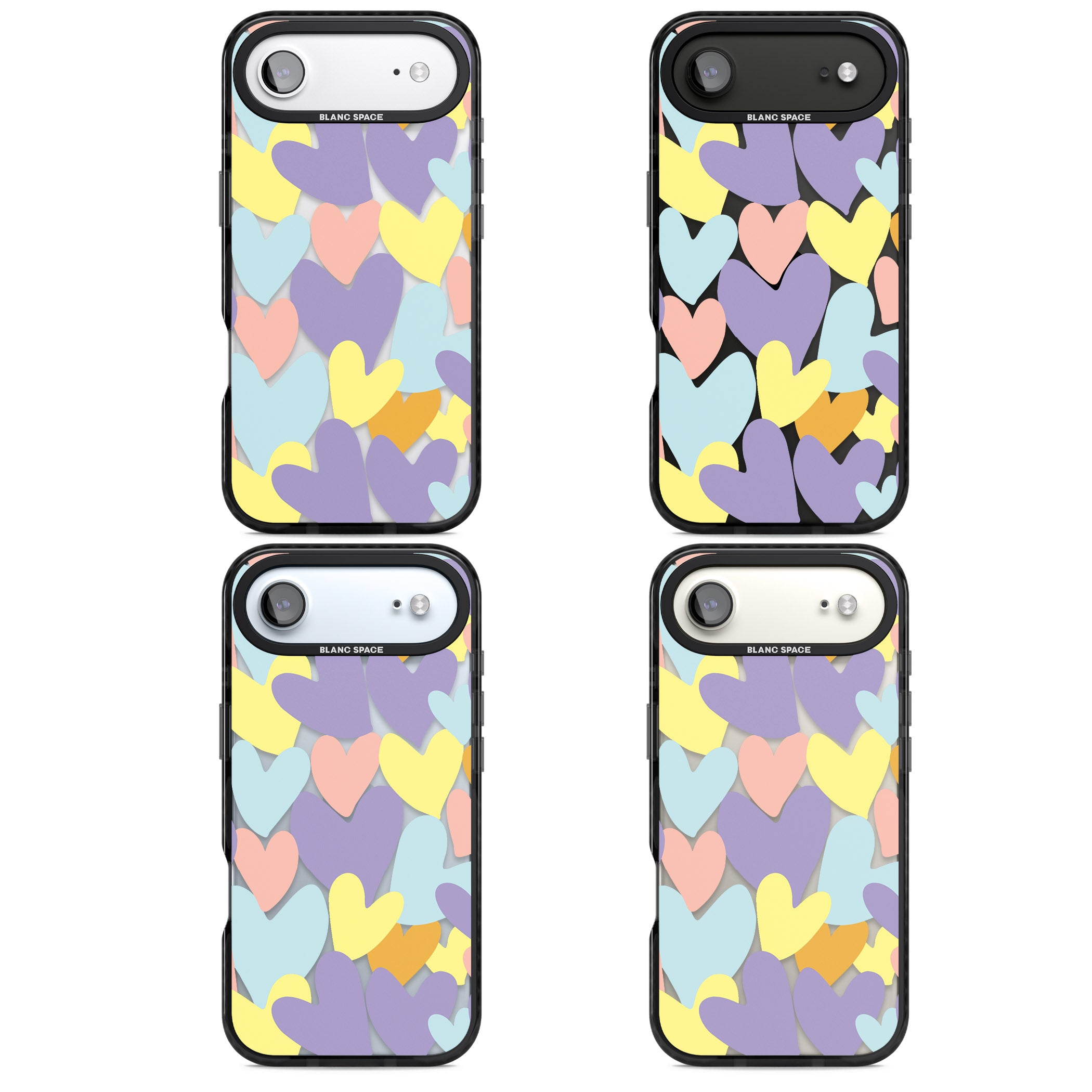 Pastel Hearts iPhone 17 Air Impact Black Phone Case APT Impact Protection