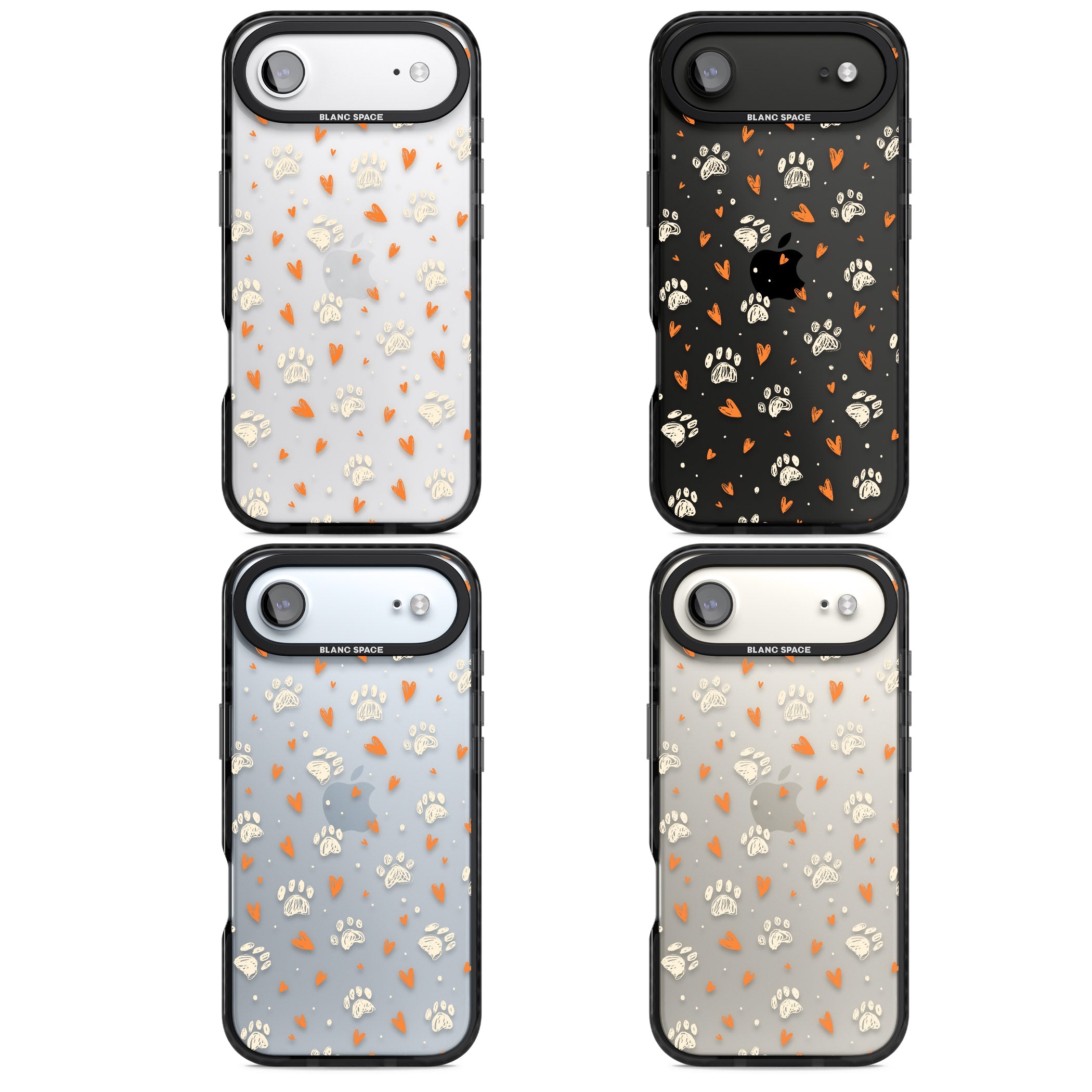 Paws And Hearts Pattern iPhone 17 Air Impact Black Phone Case APT Impact Protection