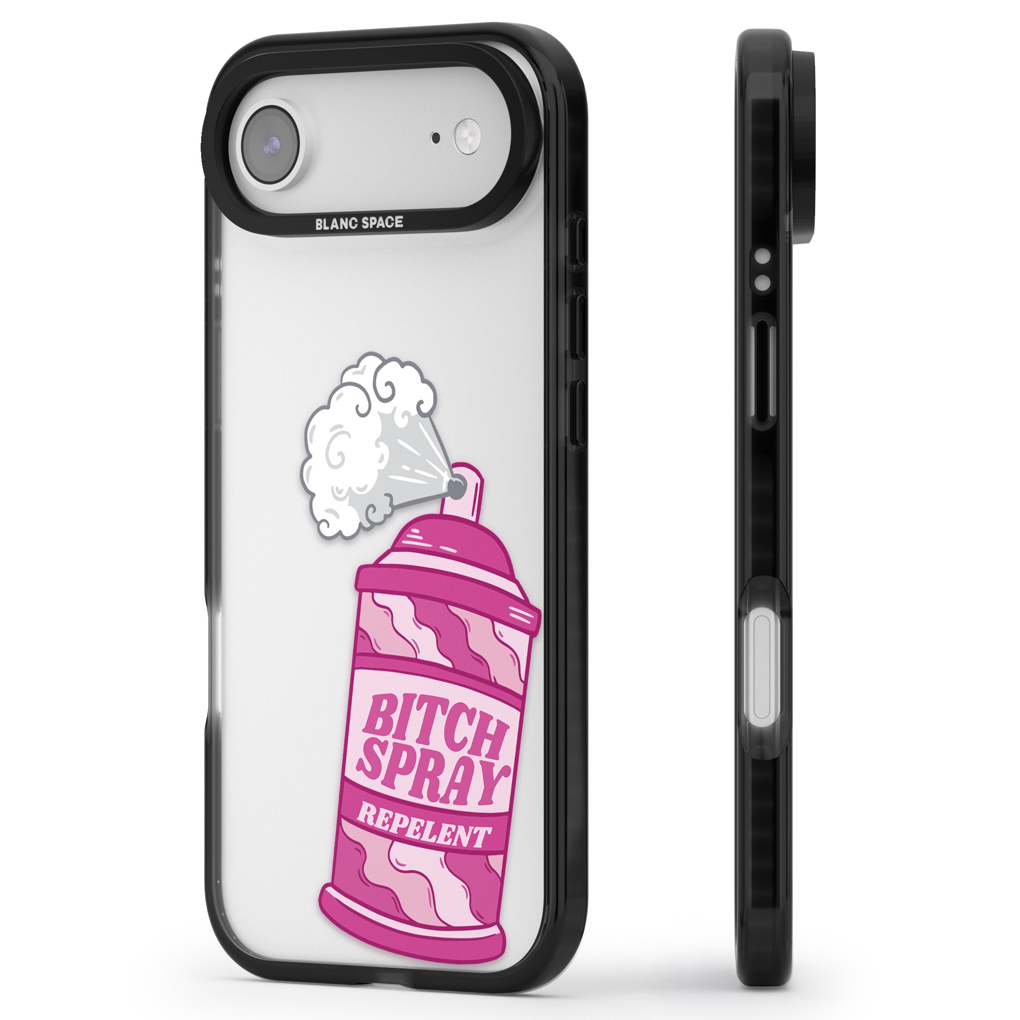 B*Tch Spray iPhone 17 Air Impact Black Phone Case Side Profile