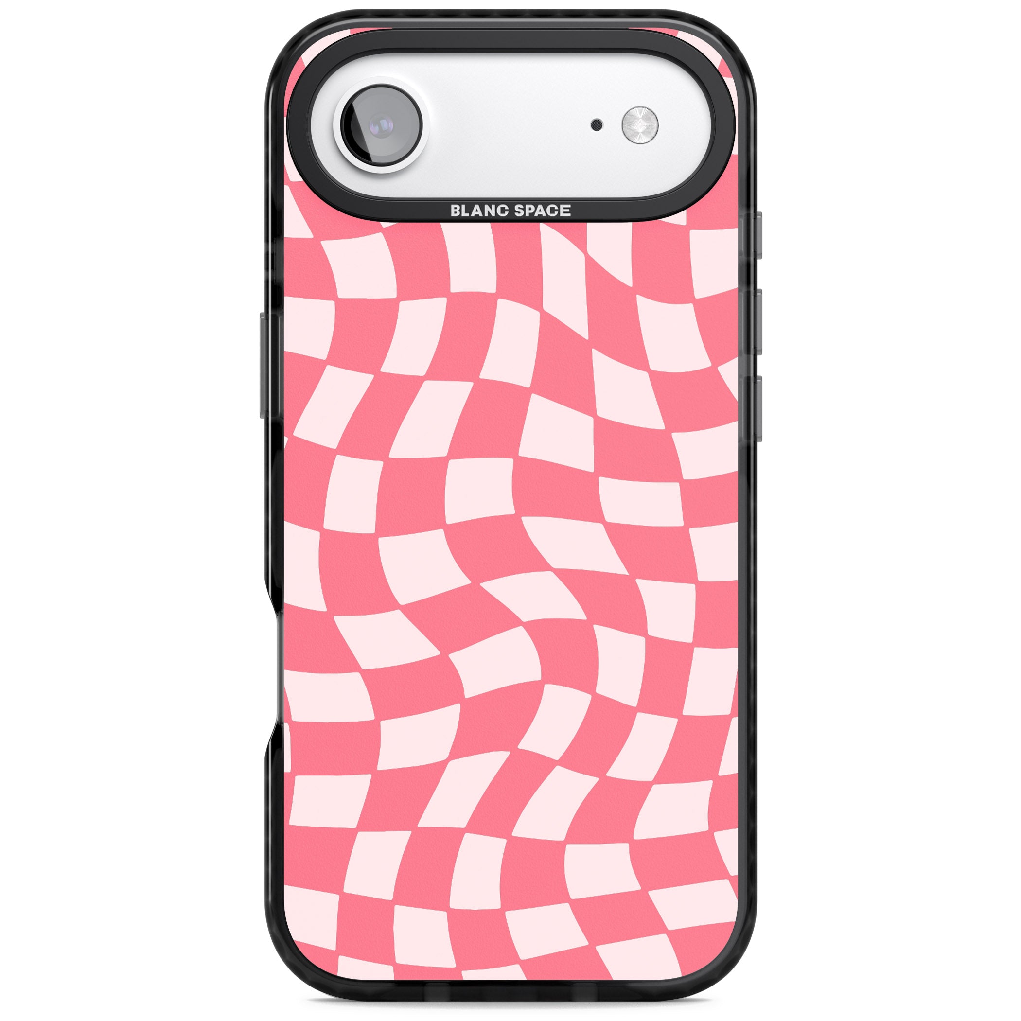 Pink Wavy Checked Pattern iPhone 17 Air Impact Black Phone Case