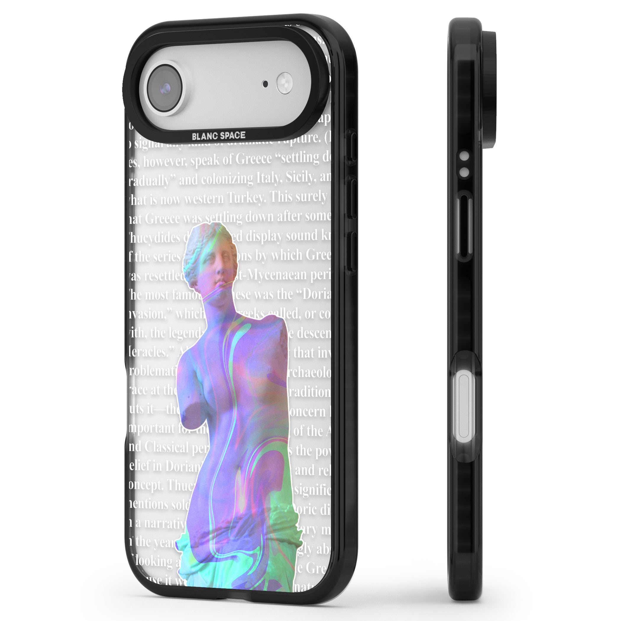 Iridescent De Milo iPhone 17 Air Impact Black Phone Case Side Profile