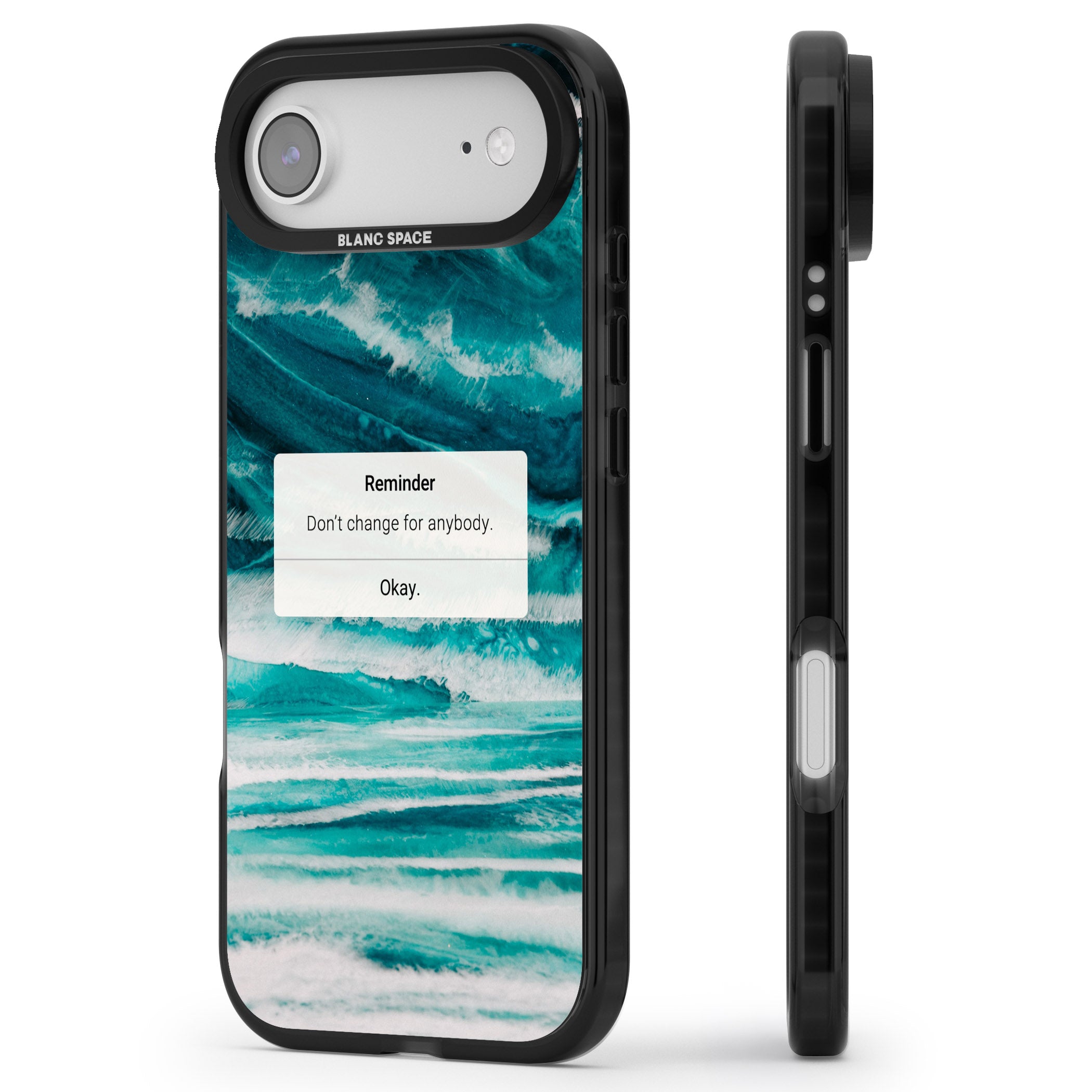 Ocean Vibe Reminder iPhone 17 Air Impact Black Phone Case Side Profile