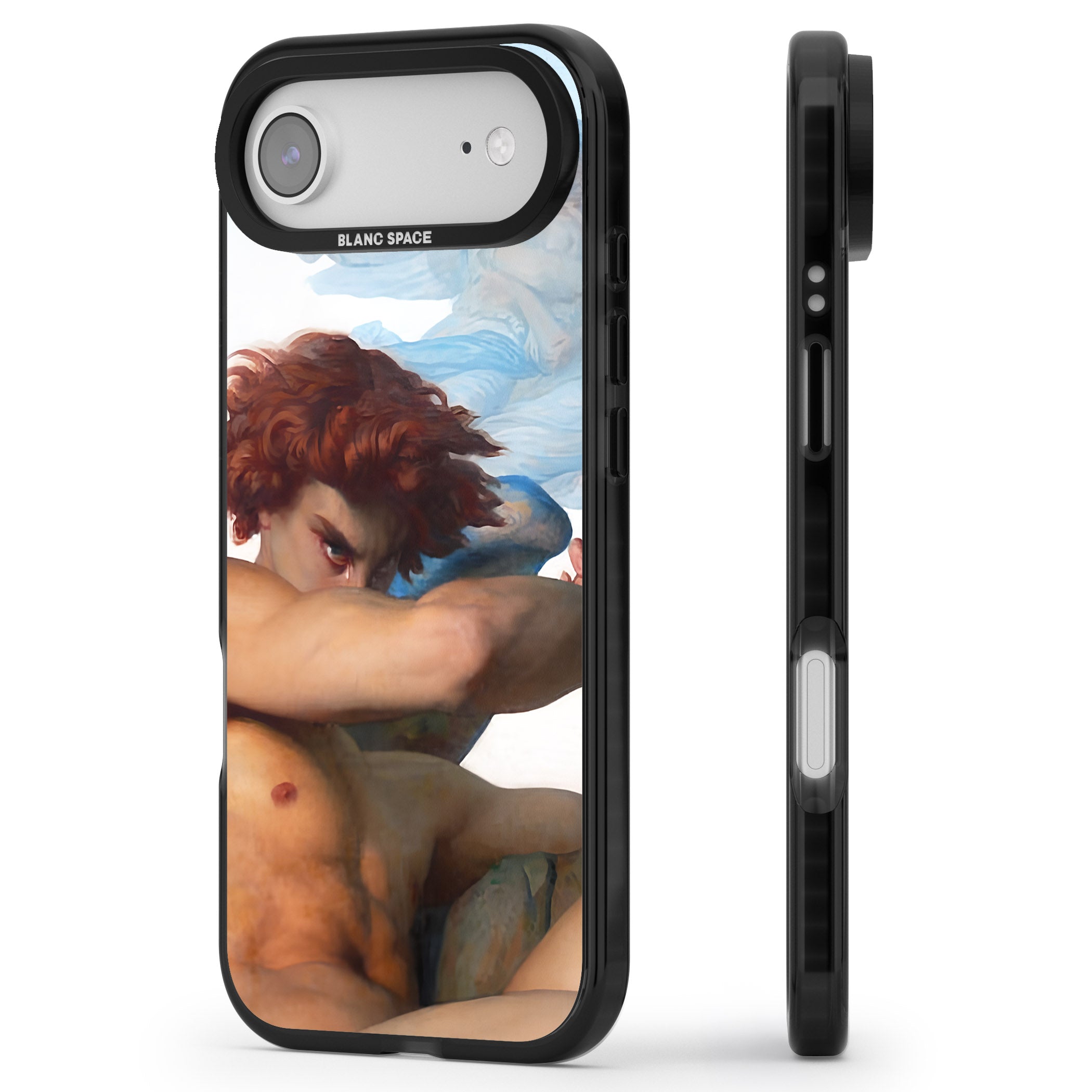 The Fallen Angel iPhone 17 Air Impact Black Phone Case Side Profile