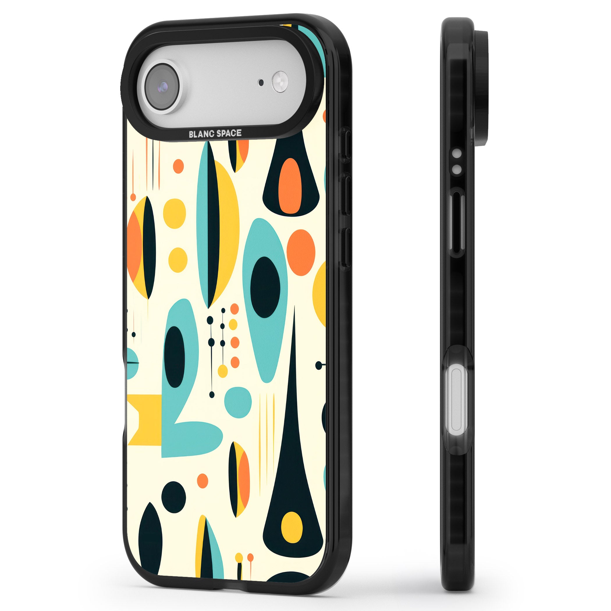 Mid Century Atomic Pattern iPhone 17 Air Impact Black Phone Case Side Profile