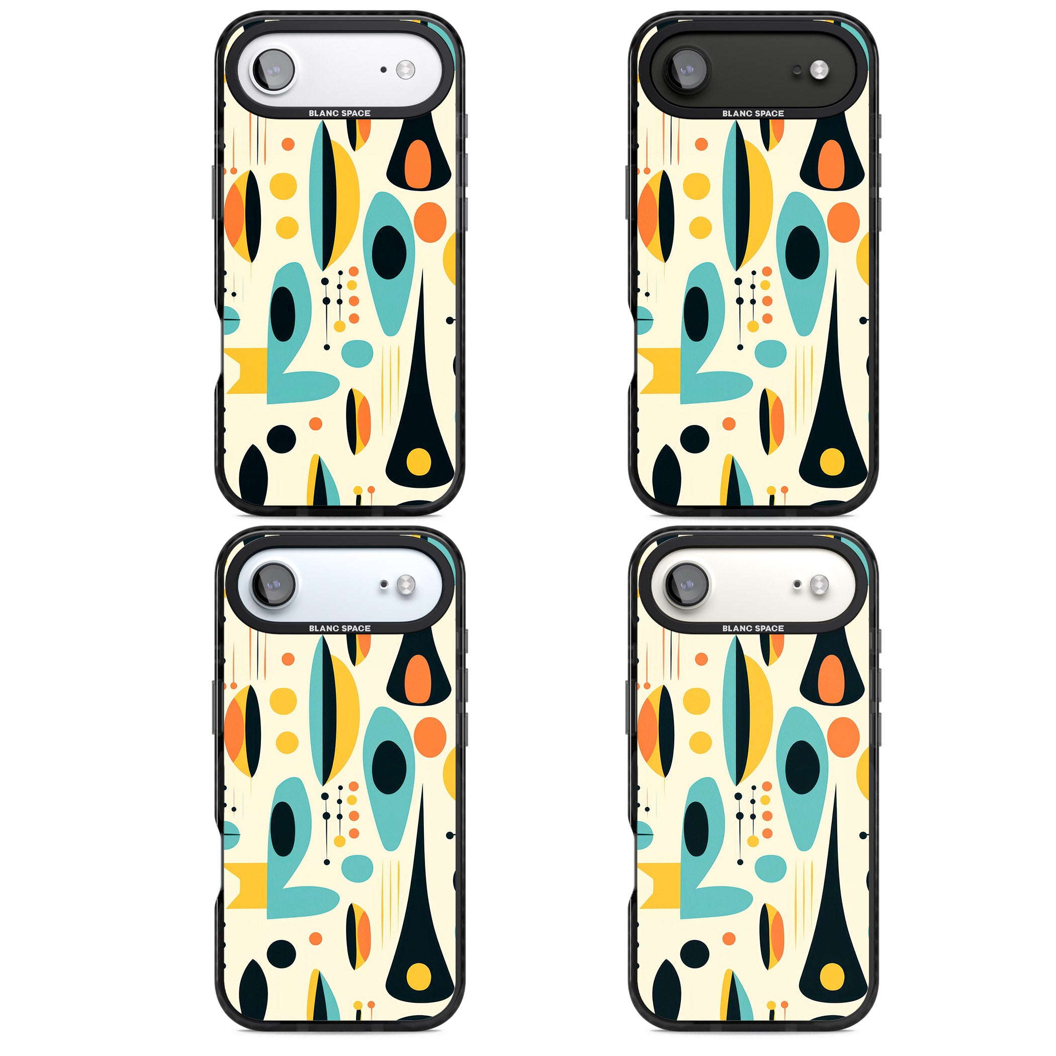 Mid Century Atomic Pattern iPhone 17 Air Impact Black Phone Case APT Impact Protection