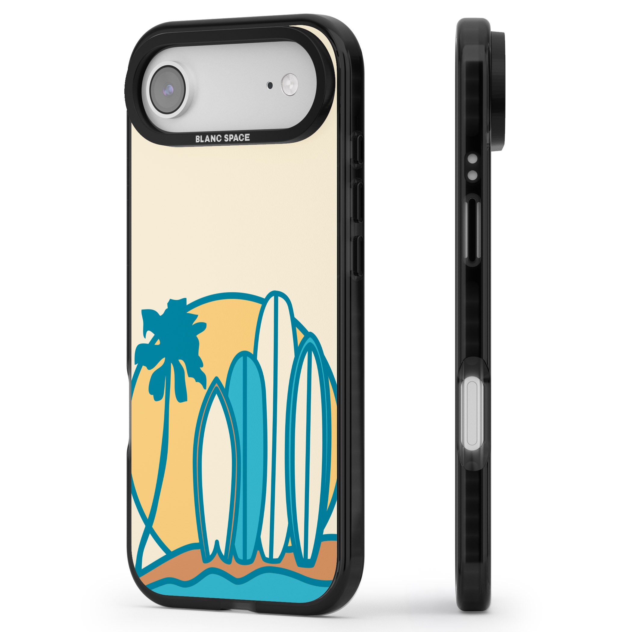 Coastal Surf Vibes iPhone 17 Air Impact Black Phone Case Side Profile