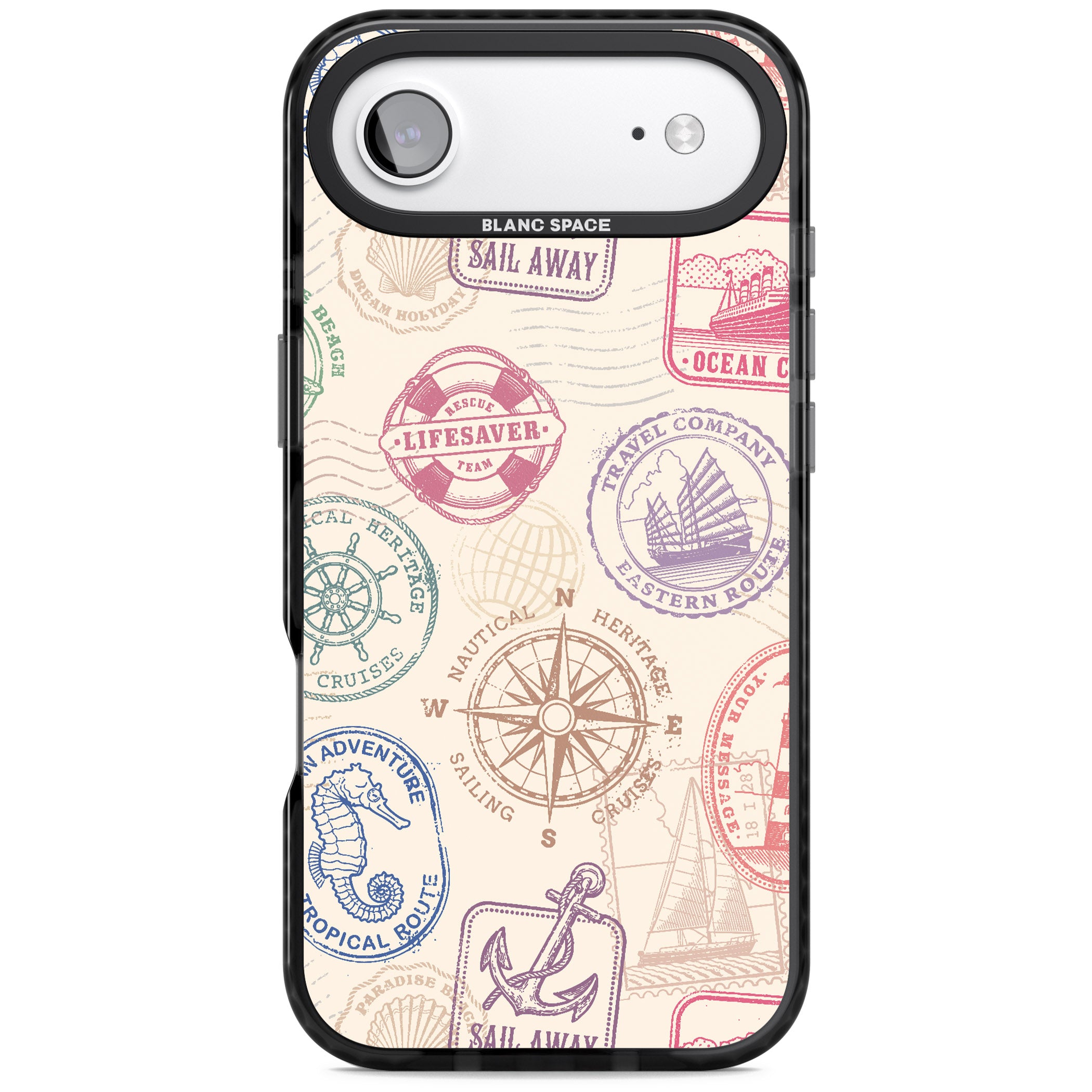 Nautical Stamps iPhone 17 Air Impact Black Phone Case