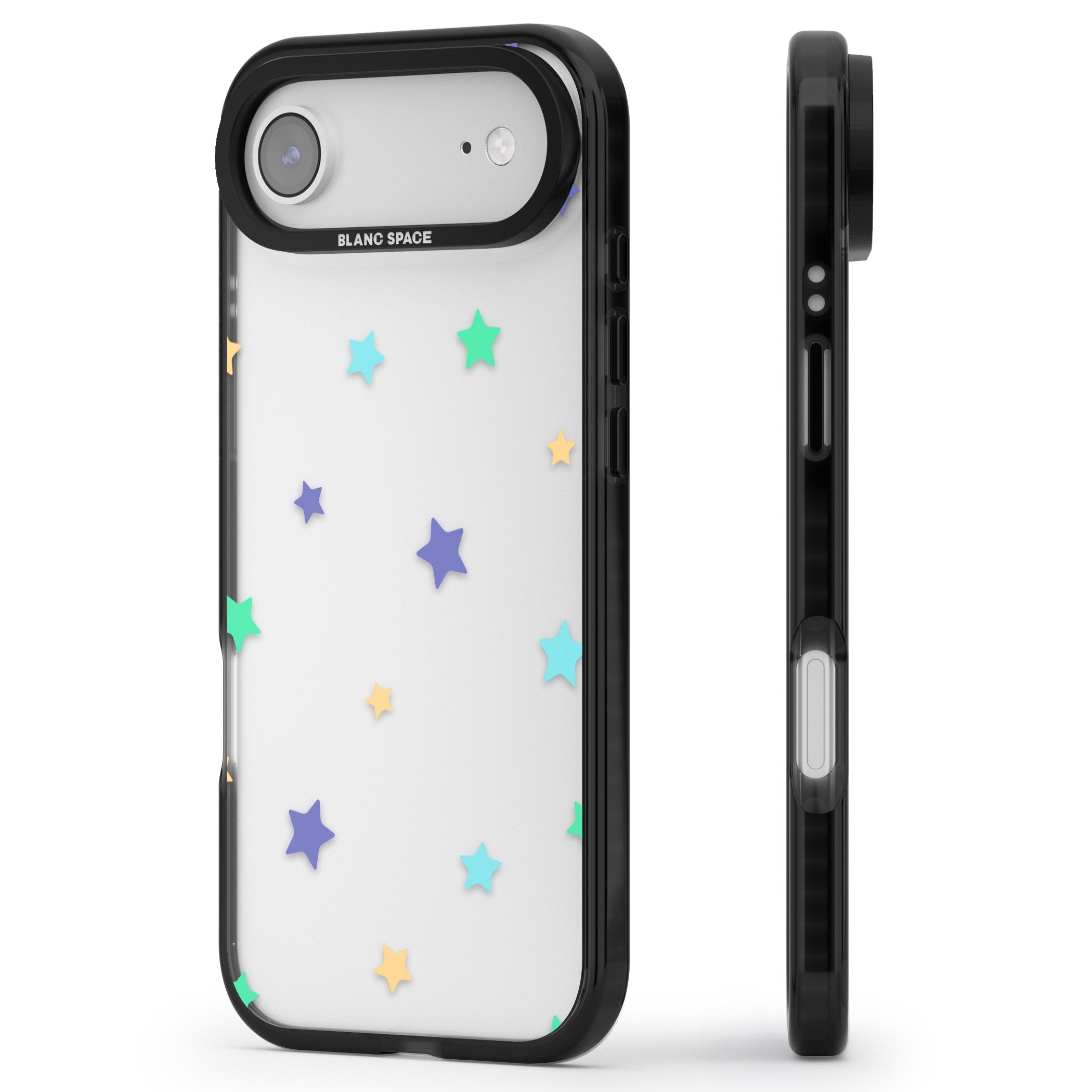 Pastel Star Pattern iPhone 17 Air Impact Black Phone Case Side Profile