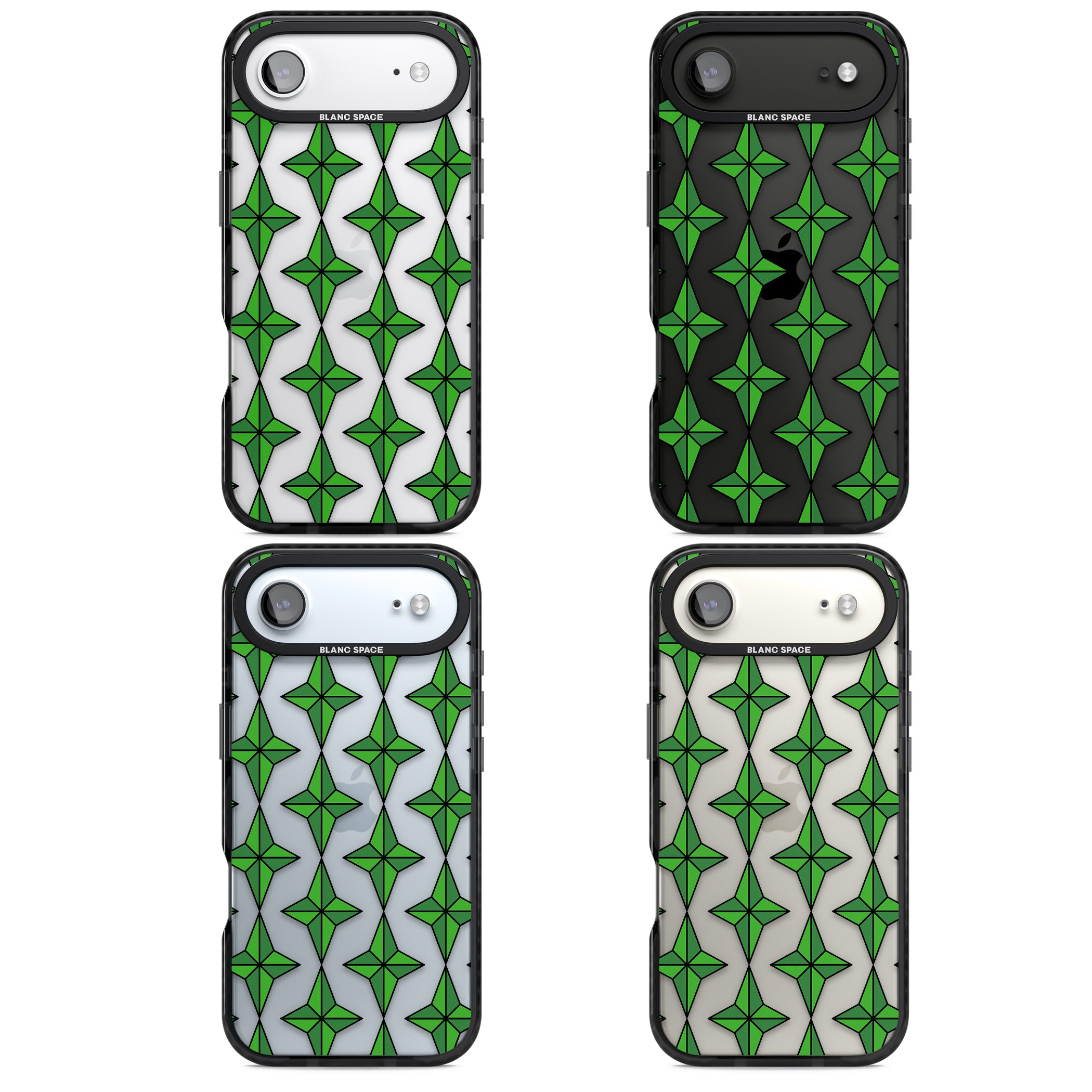 Emerald Stars Pattern (Clear) iPhone 17 Air Impact Black Phone Case APT Impact Protection