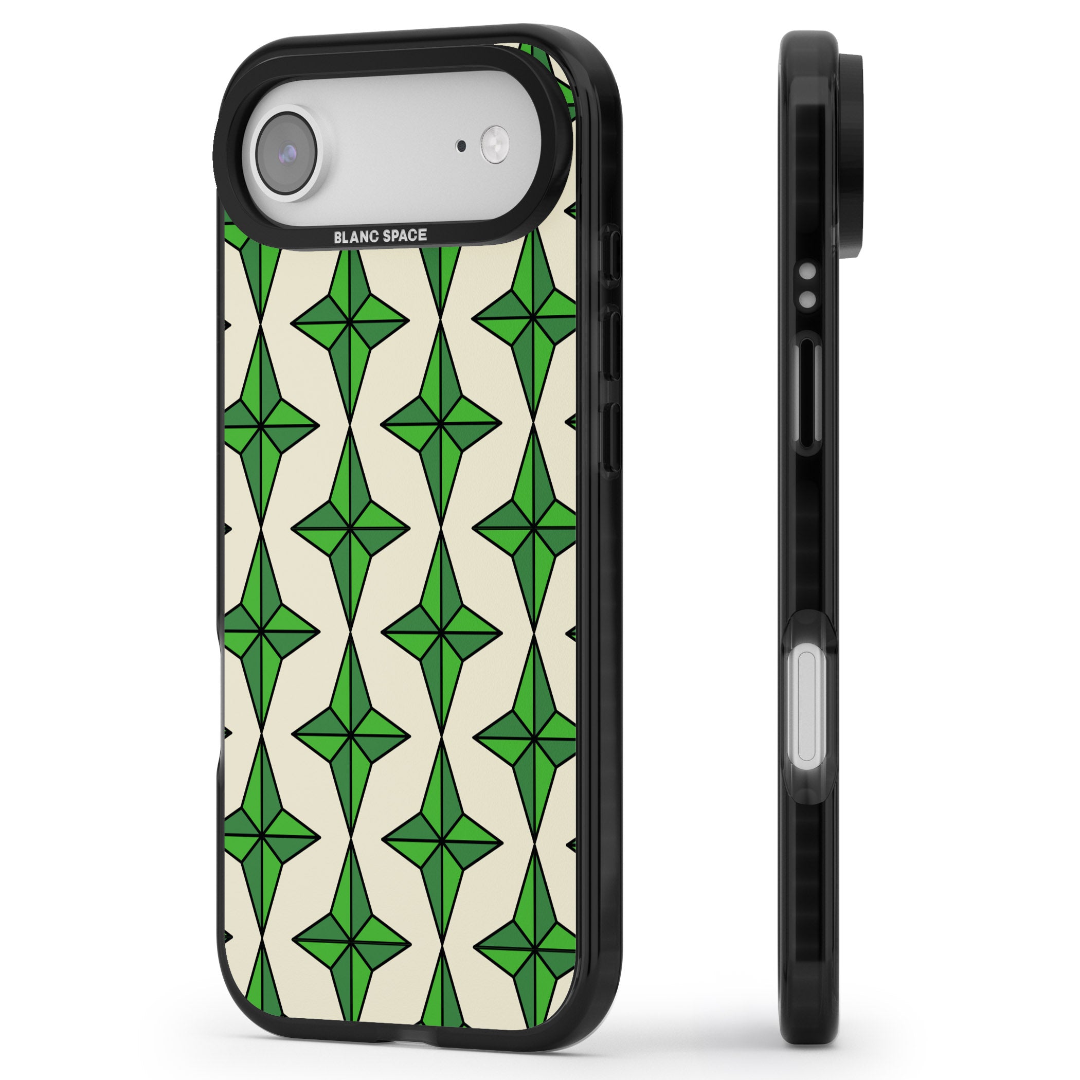 Emerald Stars Pattern iPhone 17 Air Impact Black Phone Case Side Profile