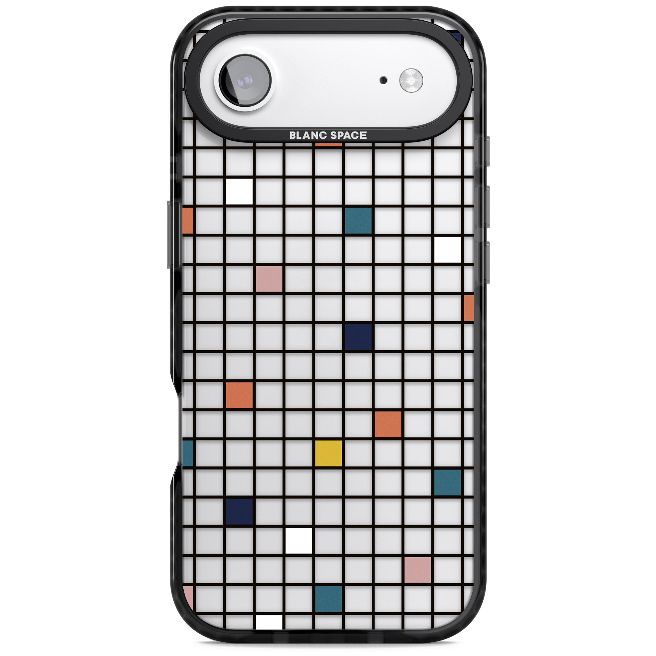 Earthtone Clear Geometric Grid iPhone 17 Air Impact Black Phone Case
