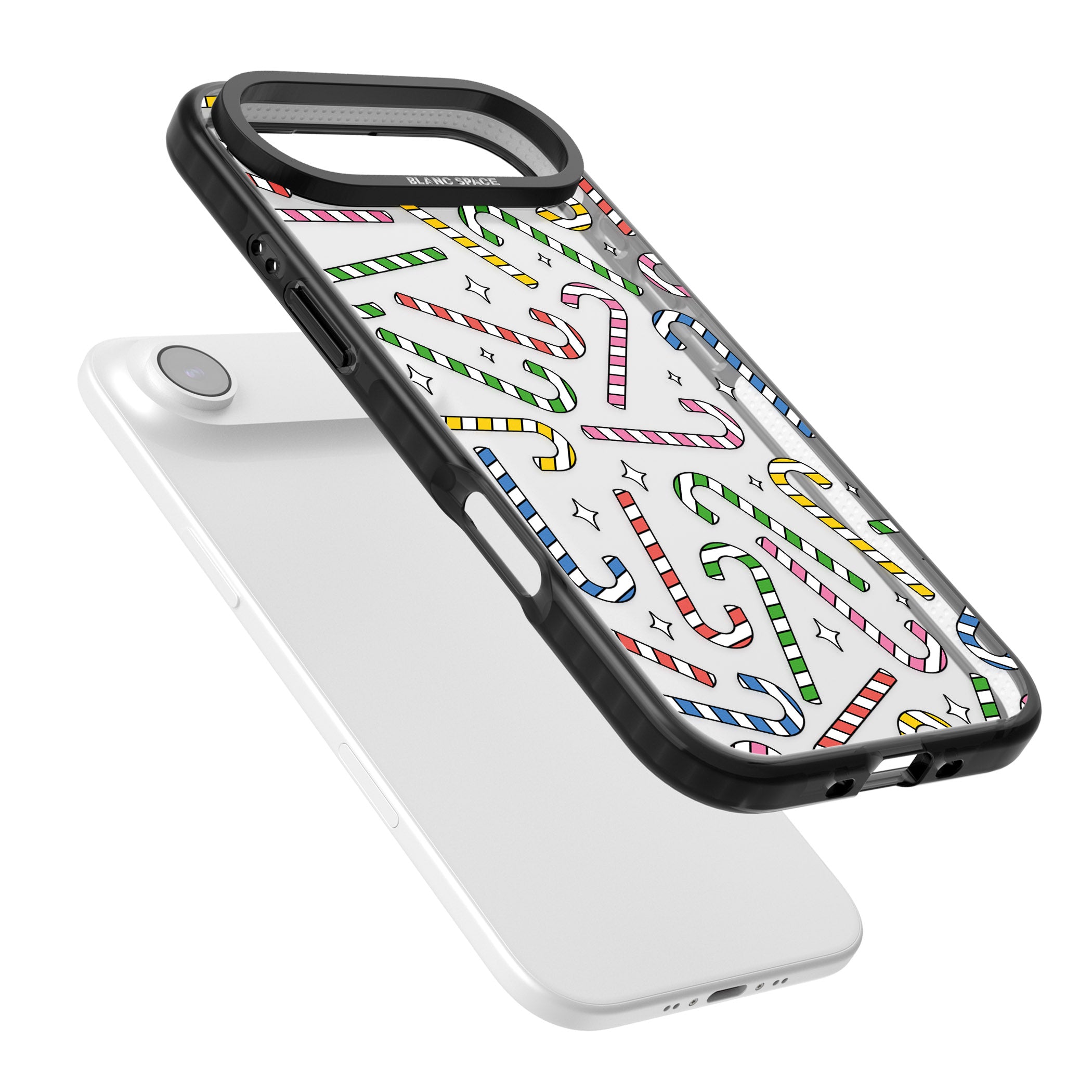 Colourful Stars & Candy Canes iPhone 17 Air Impact Black Phone Case Colours