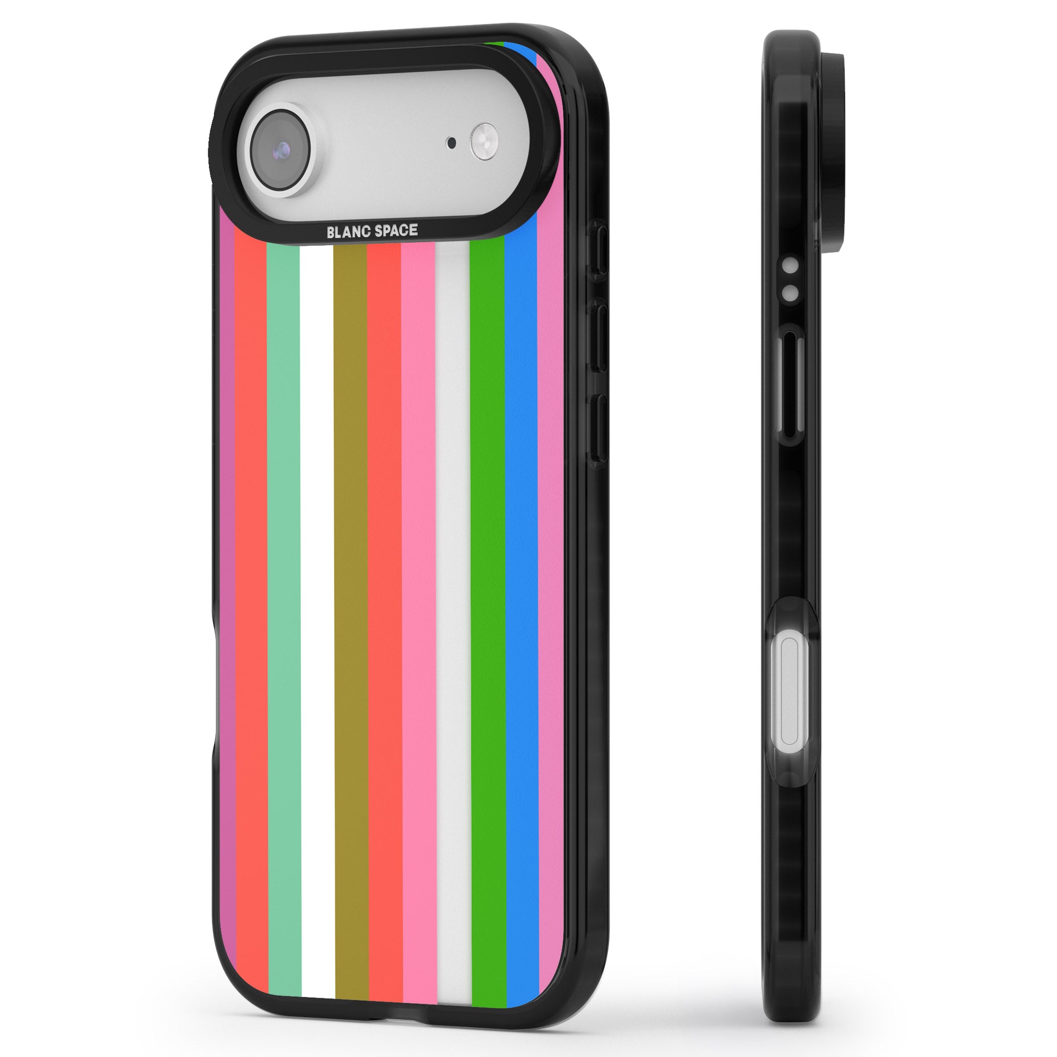 Vibrant Stripes iPhone 17 Air Impact Black Phone Case Side Profile