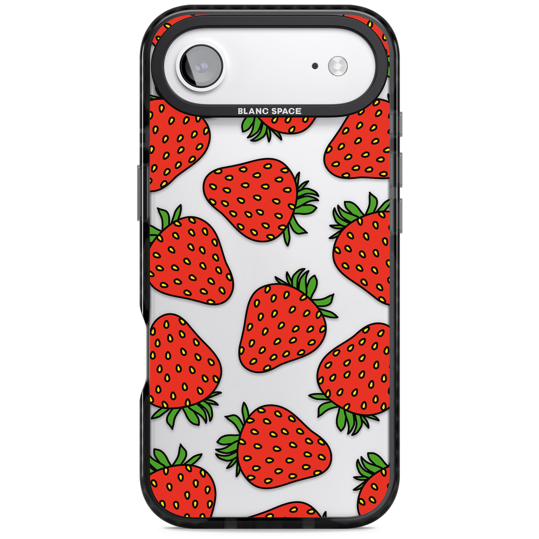 Strawberry Pattern iPhone 17 Air Impact Black Phone Case