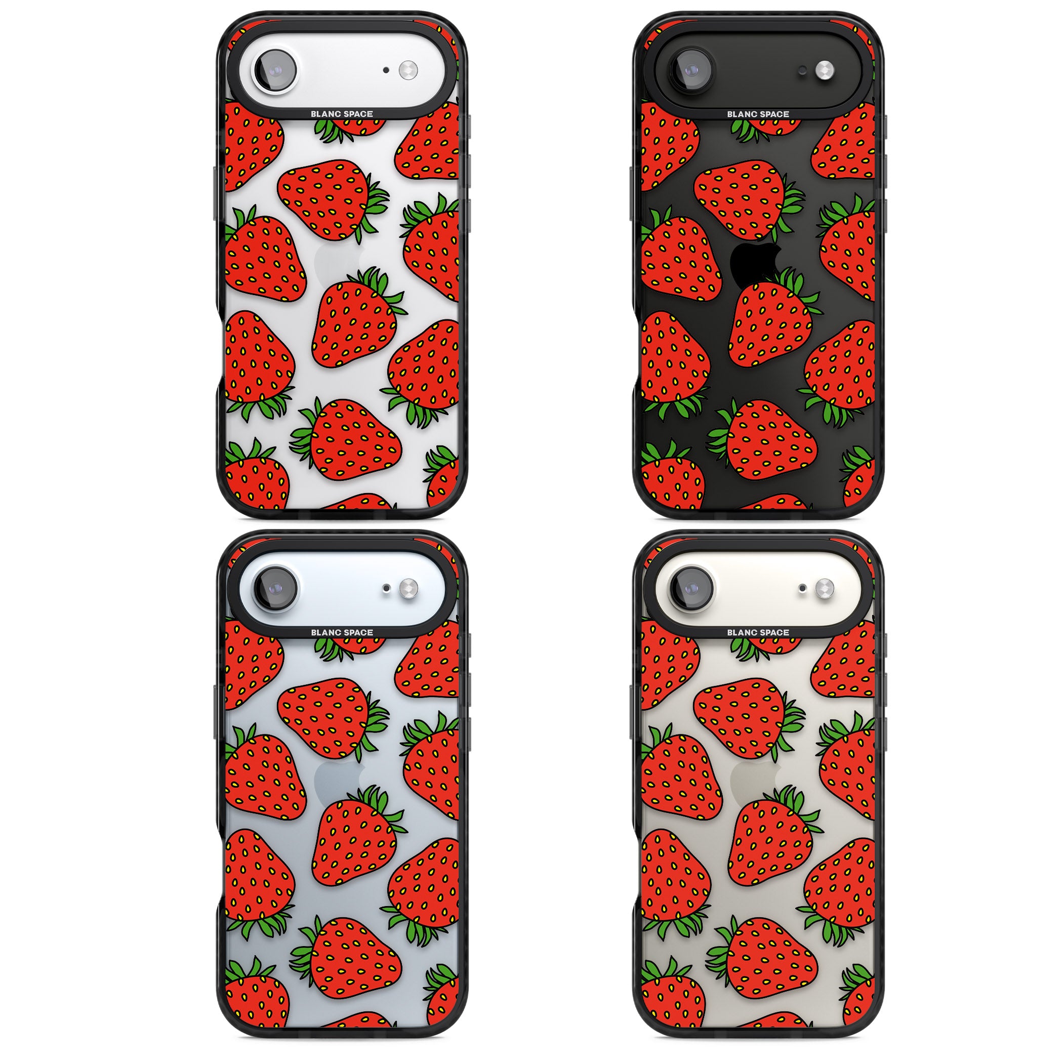Strawberry Pattern iPhone 17 Air Impact Black Phone Case APT Impact Protection